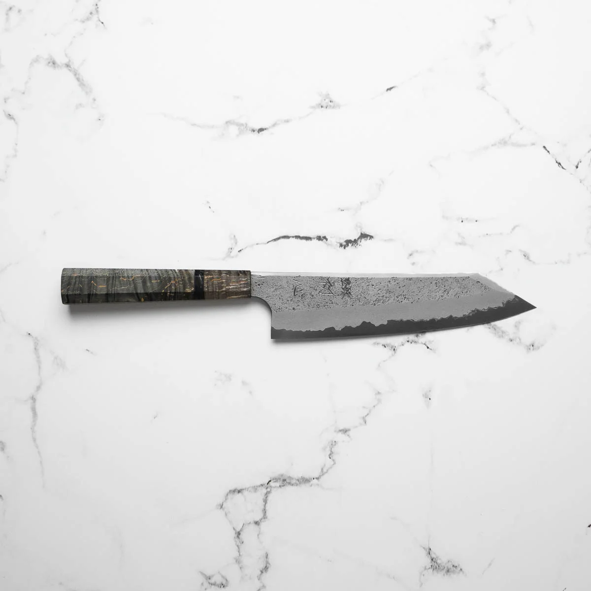Hatsukokoro Ryusui Blue 2 Damascus Kiritsuke Gyuto 210mm - Dark Maple - Image 8