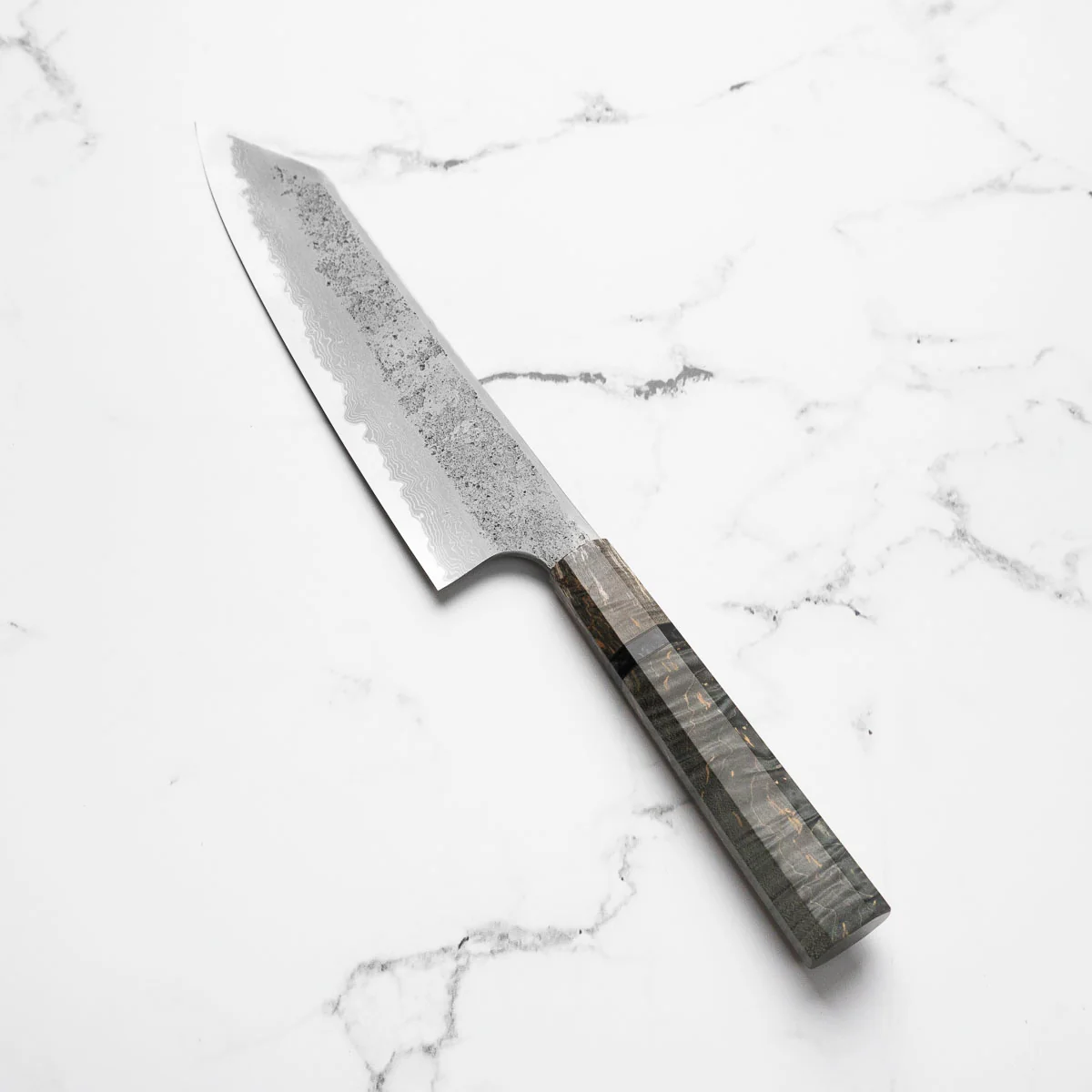 Hatsukokoro Ryusui Blue 2 Damascus Kiritsuke Gyuto 210mm - Dark Maple - Image 9