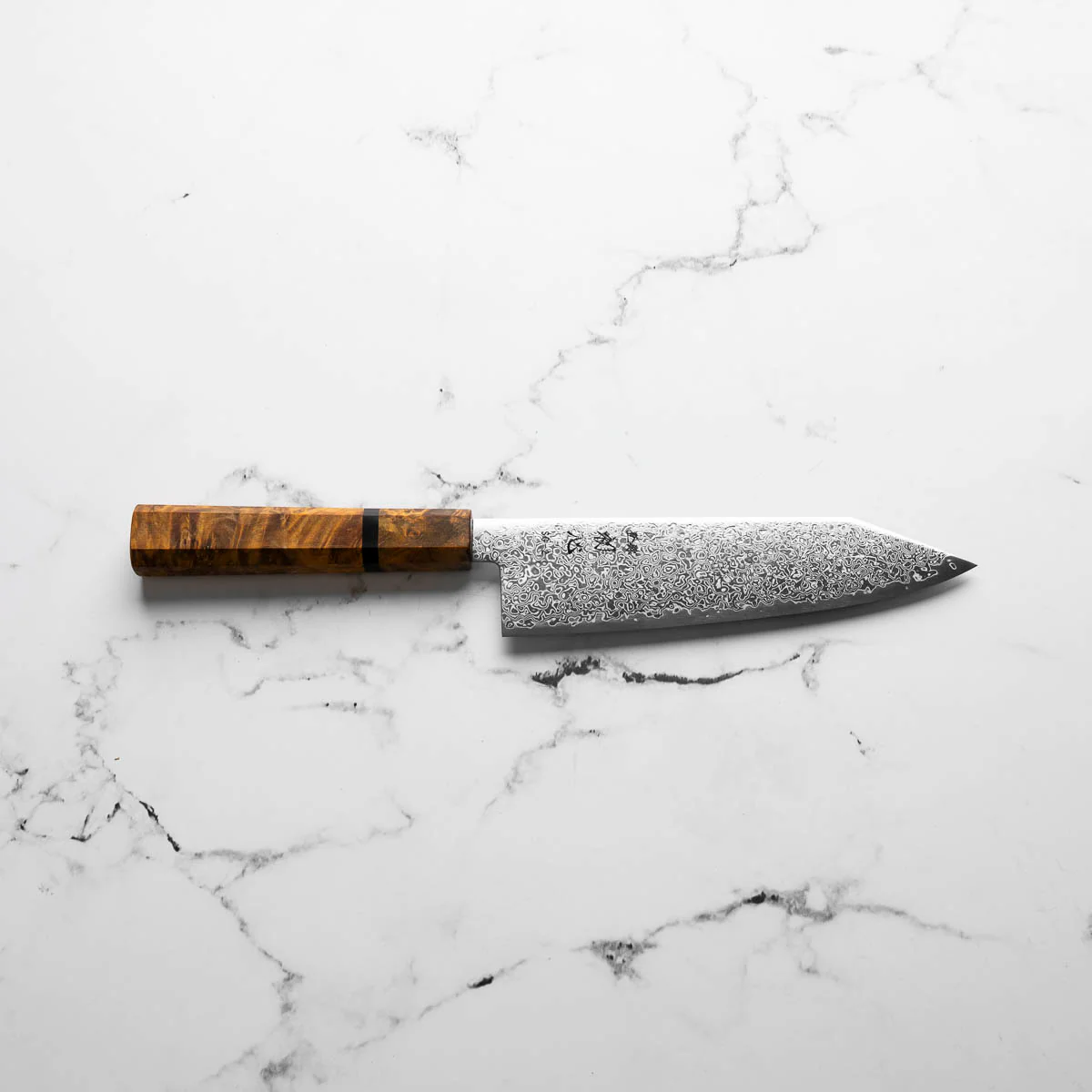 Hatsukokoro Saihyo SG2 Damascus Bunka 180mm - Golden Birch - Image 4