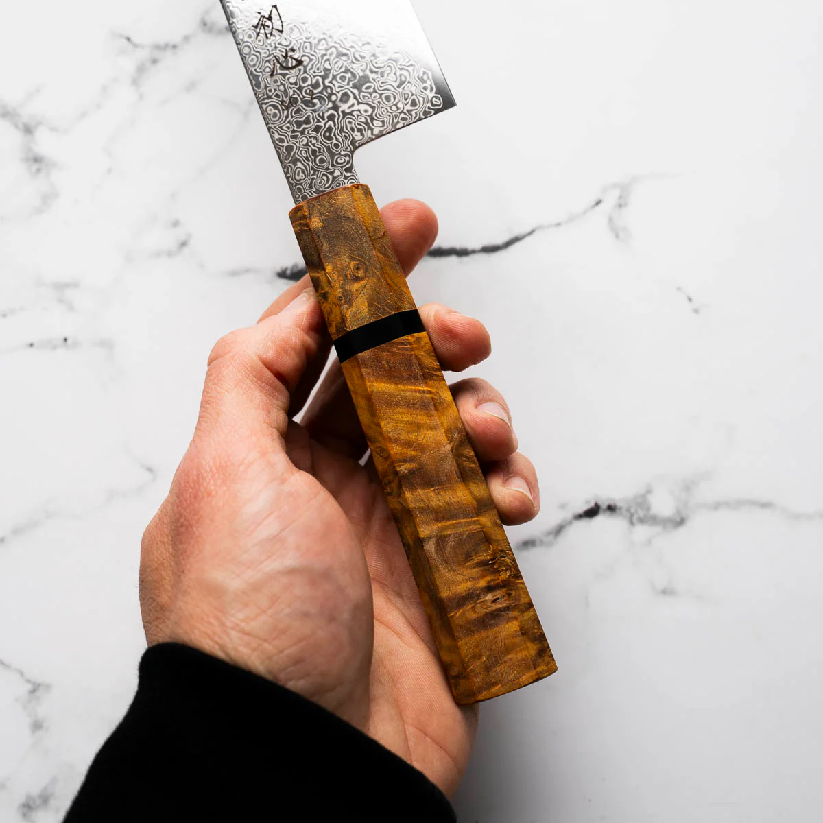 Hatsukokoro Saihyo SG2 Damascus Bunka 180mm - Golden Birch - Image 6