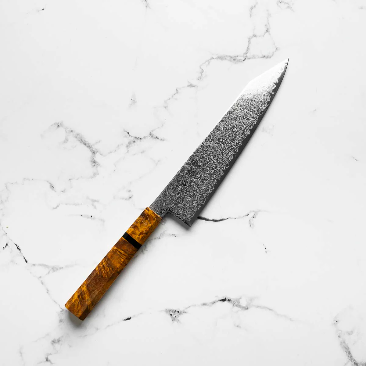 Hatsukokoro Saihyo SG2 Damascus Kiritsuke Gyuto 210mm - Golden Birch - Image 2