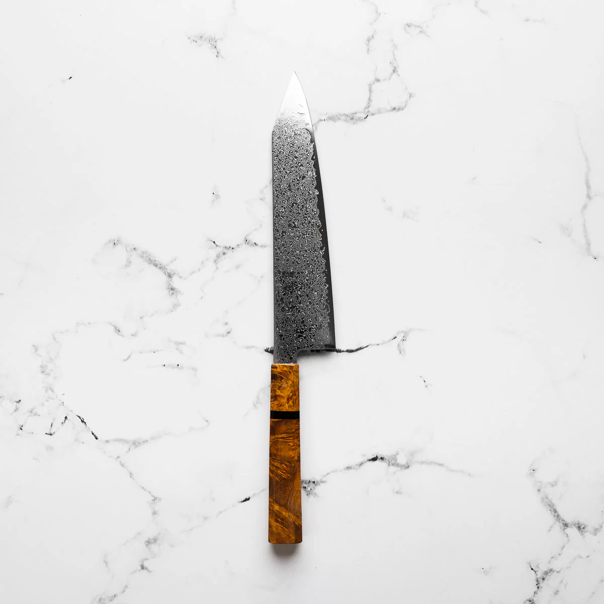 Hatsukokoro Saihyo SG2 Damascus Kiritsuke Gyuto 210mm - Golden Birch - Image 3