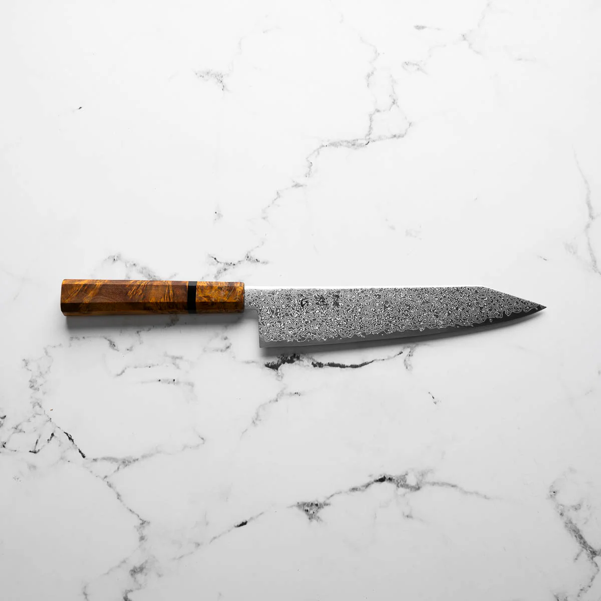 Hatsukokoro Saihyo SG2 Damascus Kiritsuke Gyuto 210mm - Golden Birch - Image 4