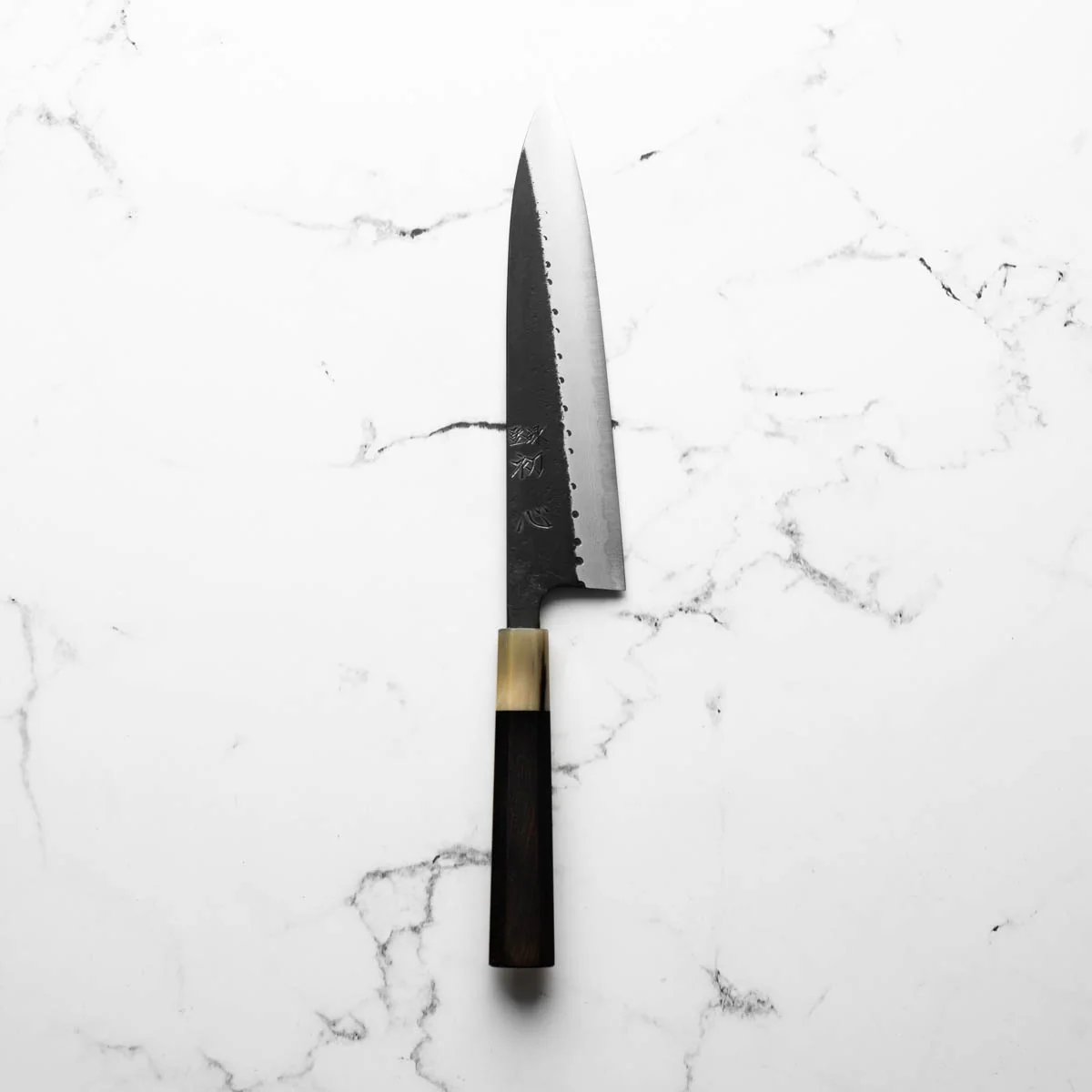 Hatsukokoro Shinkiro Blue Super Damascus Kurouchi Gyuto 210mm - Ebony & Blonde - Image 3