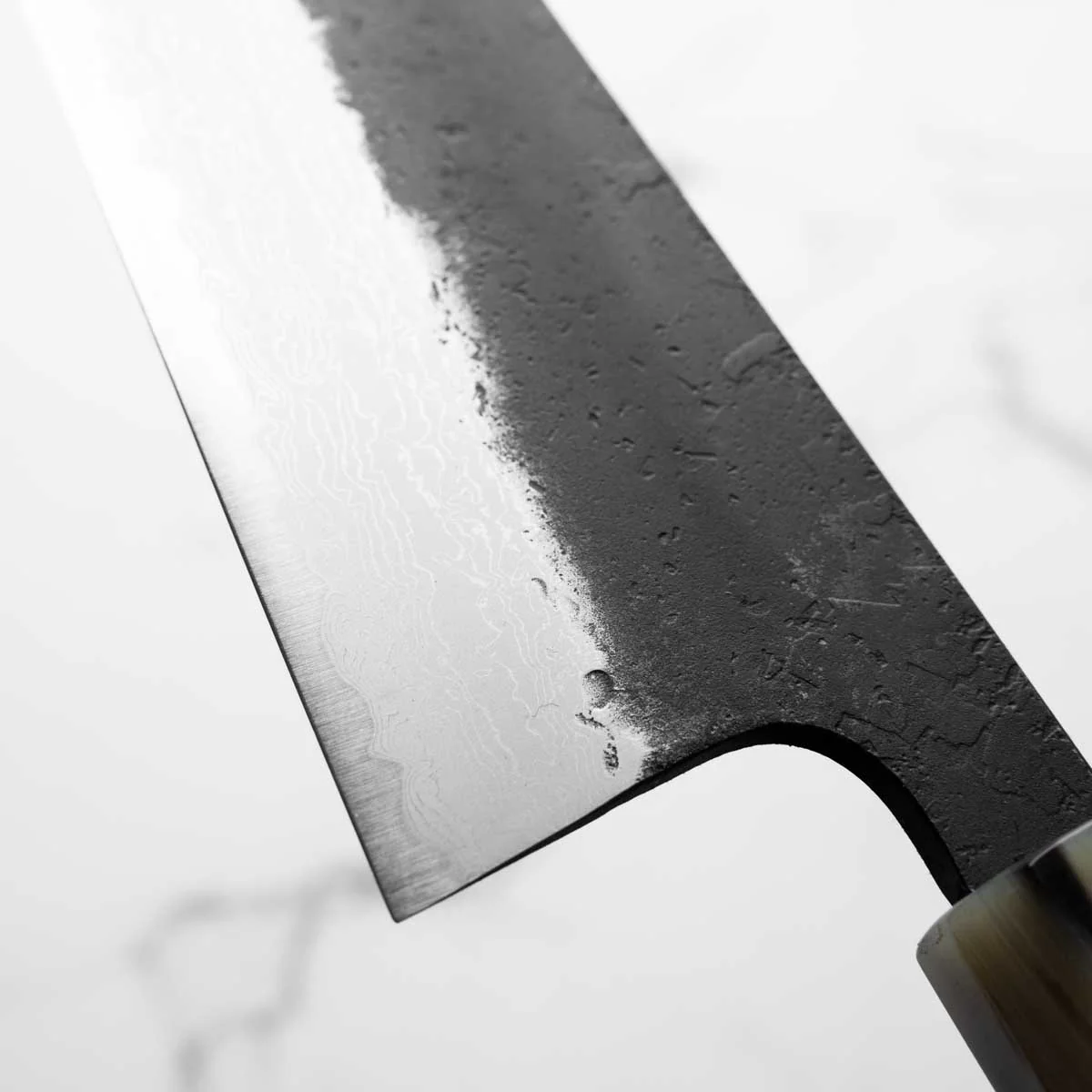 Hatsukokoro Shinkiro Blue Super Damascus Kurouchi Gyuto 210mm - Ebony & Blonde - Image 6