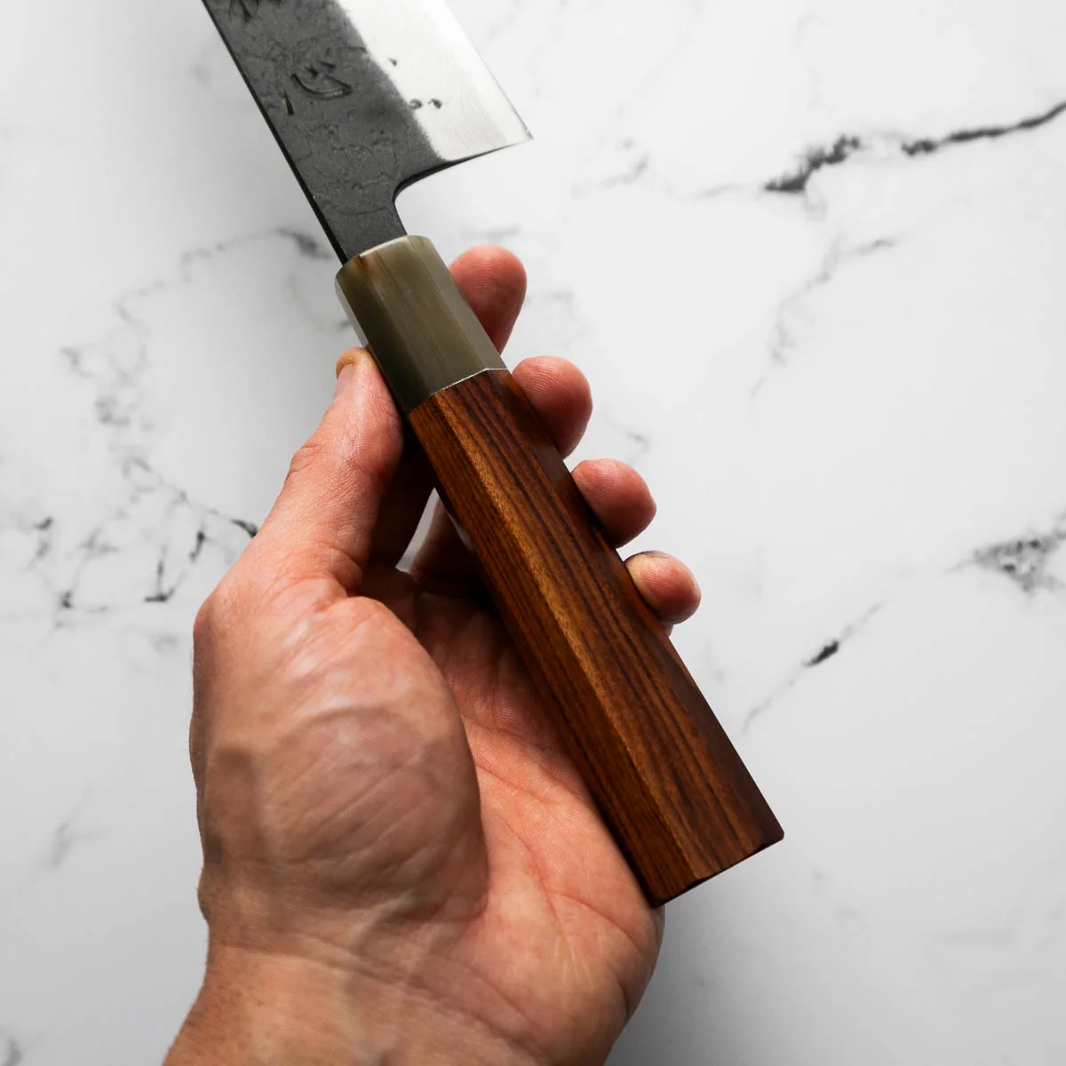 Hatsukokoro Shinkiro Blue Super Damascus Kurouchi Gyuto 210mm - Quince - Image 10