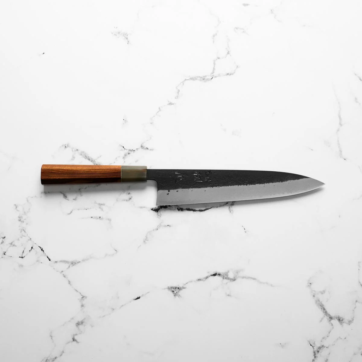 Hatsukokoro Shinkiro Blue Super Damascus Kurouchi Gyuto 210mm - Quince - Image 4