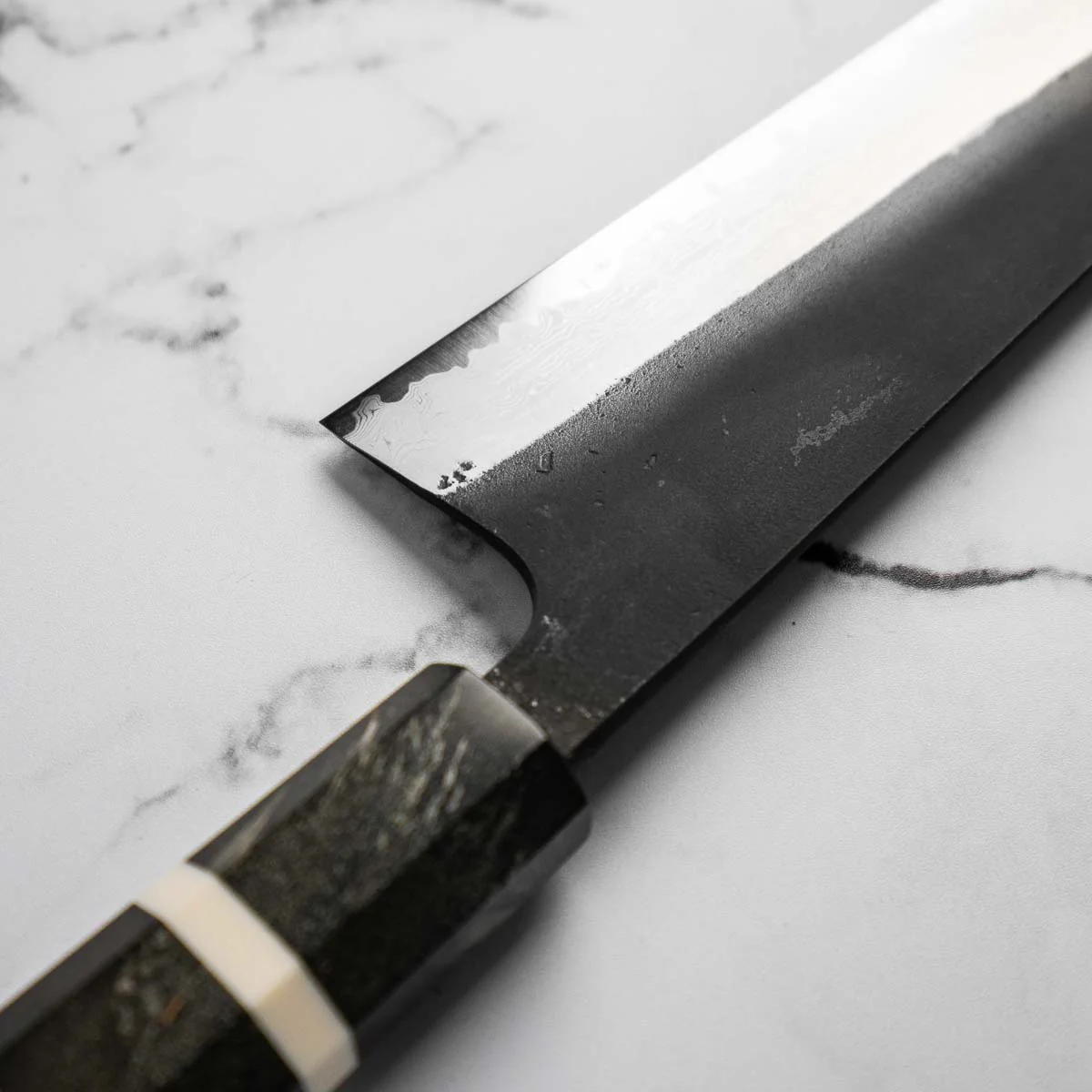 Hatsukokoro Shinkiro Blue Super Damascus Kurouchi Kiritsuke 240mm - Maple - Image 3