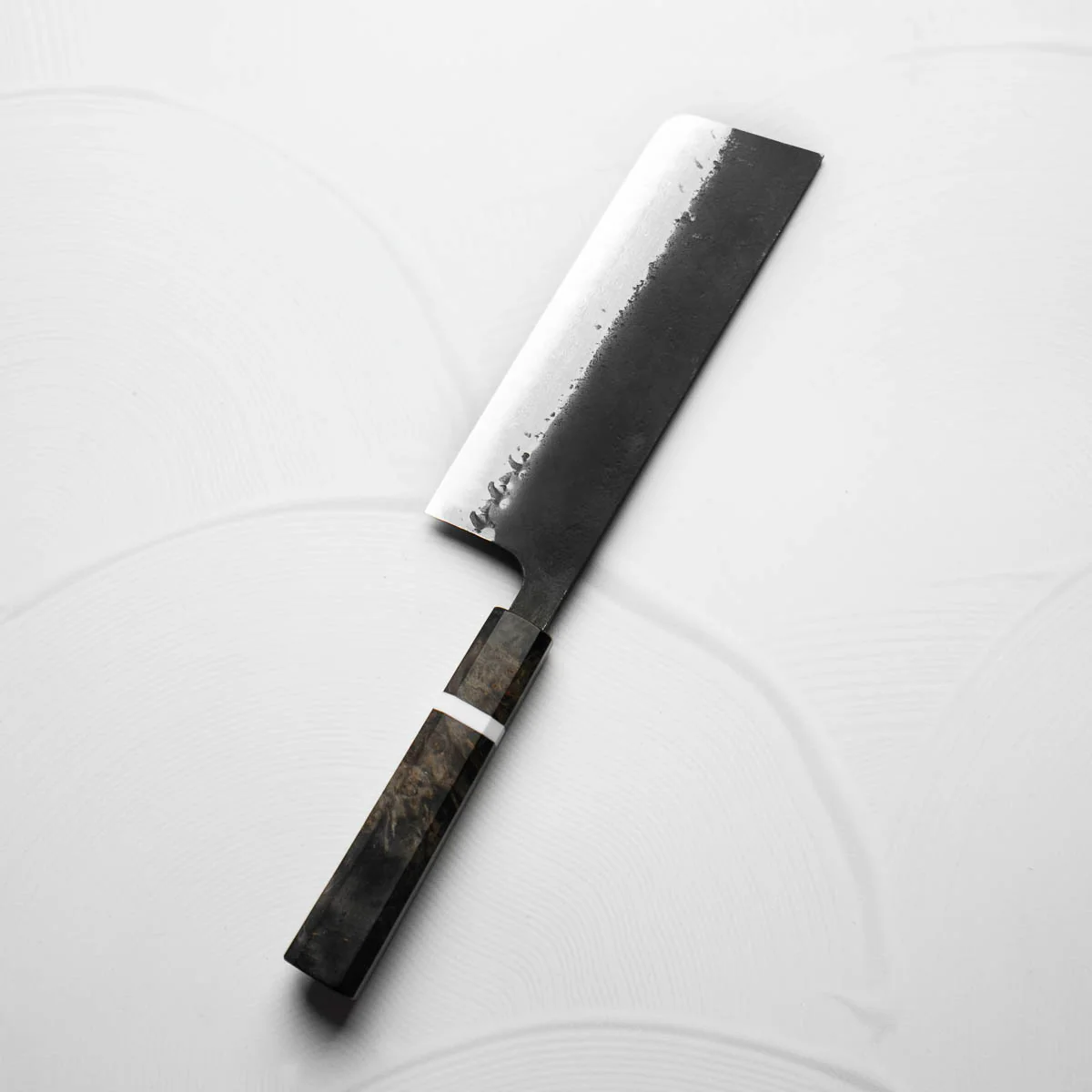 Hatsukokoro Shinkiro Blue Super Damascus Kurouchi Nakiri 165 - Maple - Image 2