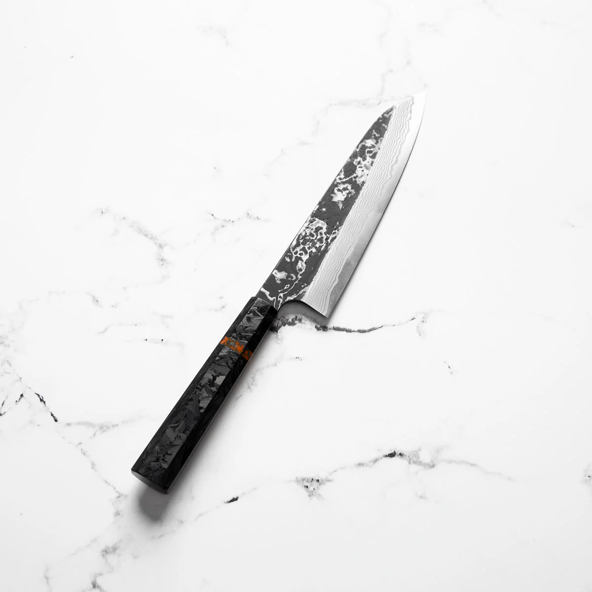 Hatsukokoro SLD Kurouchi Damascus Gyuto 210mm - Carbon Fibre - Image 2