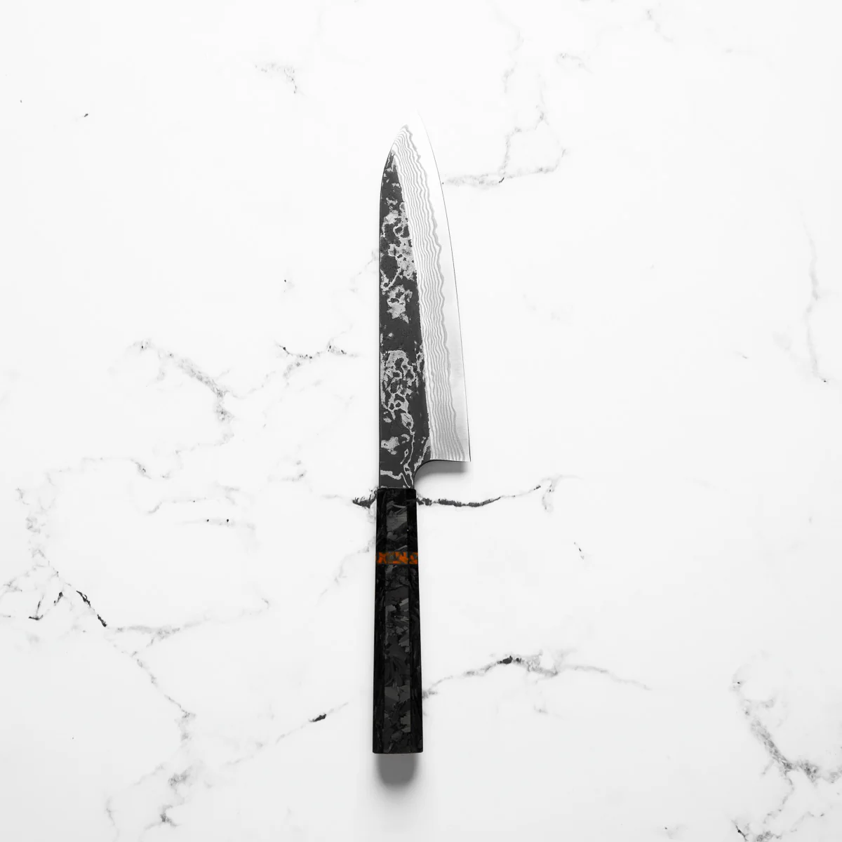 Hatsukokoro SLD Kurouchi Damascus Gyuto 210mm - Carbon Fibre - Image 3