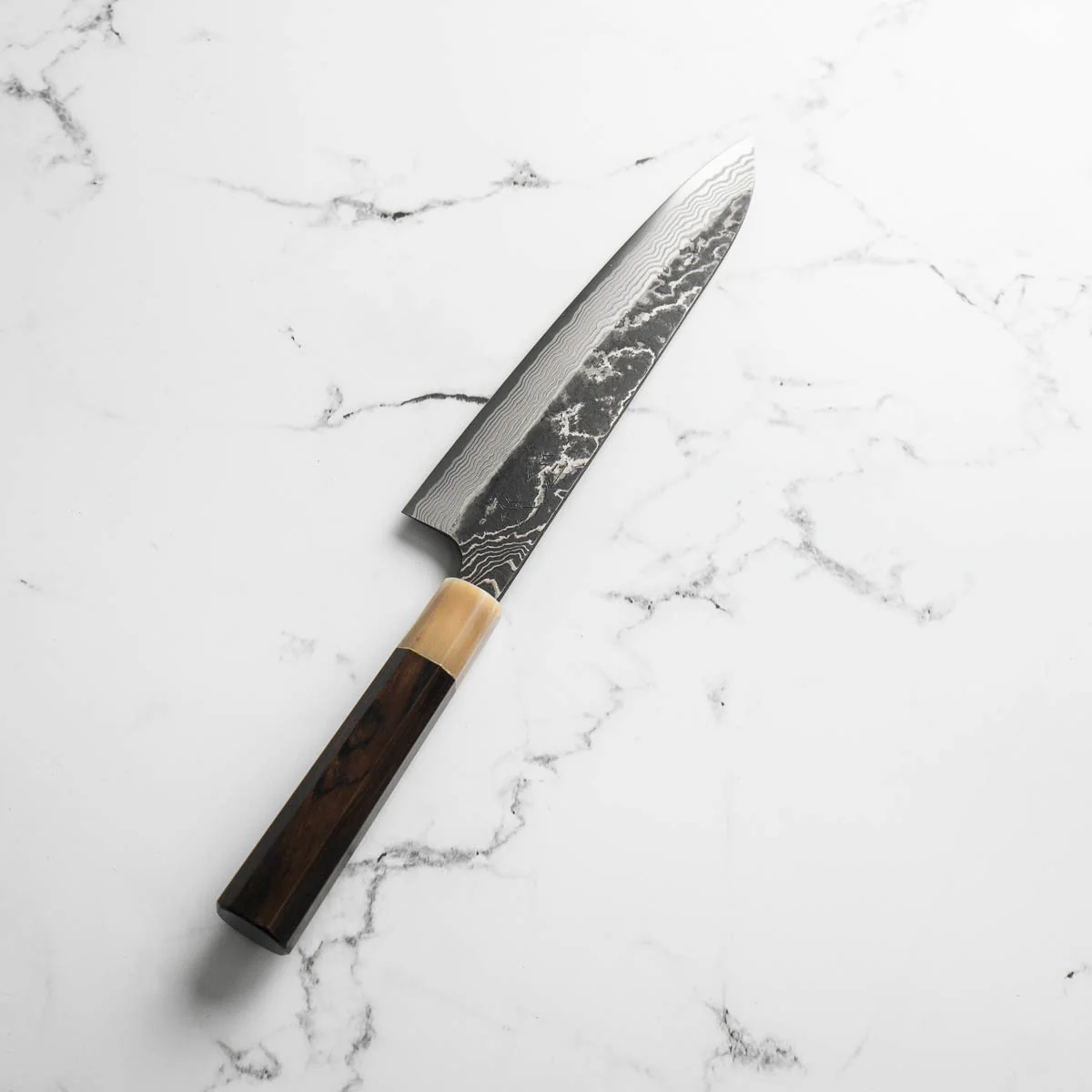 Hatsukokoro SLD Kurouchi Damascus Gyuto 240mm - Ebony & Blonde - Image 2