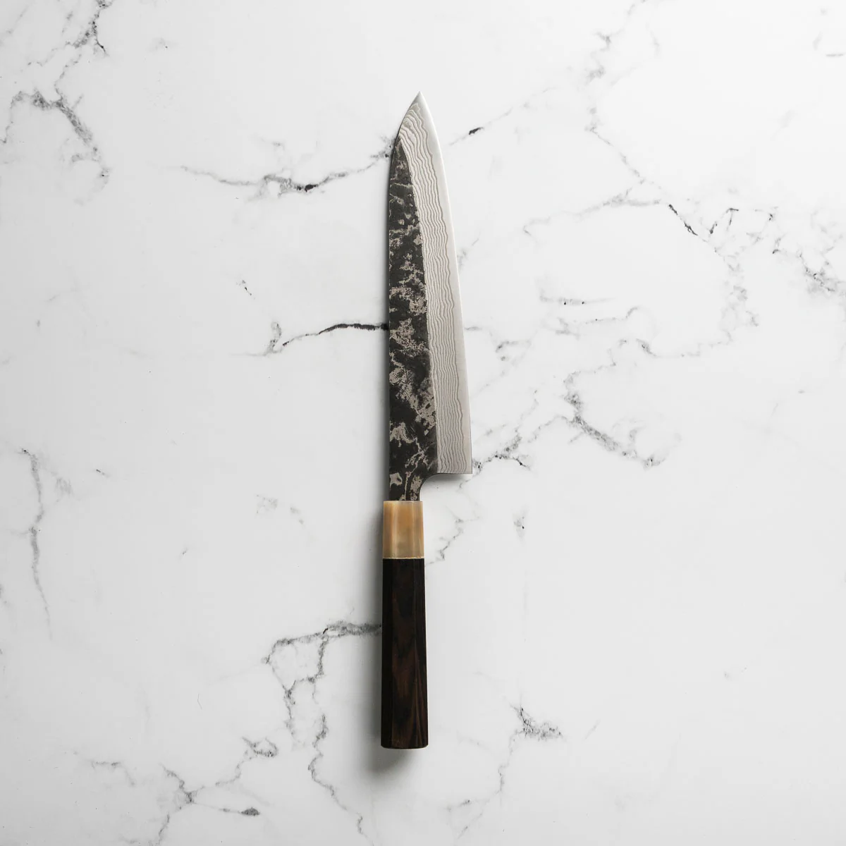 Hatsukokoro SLD Kurouchi Damascus Gyuto 240mm - Ebony & Blonde - Image 3
