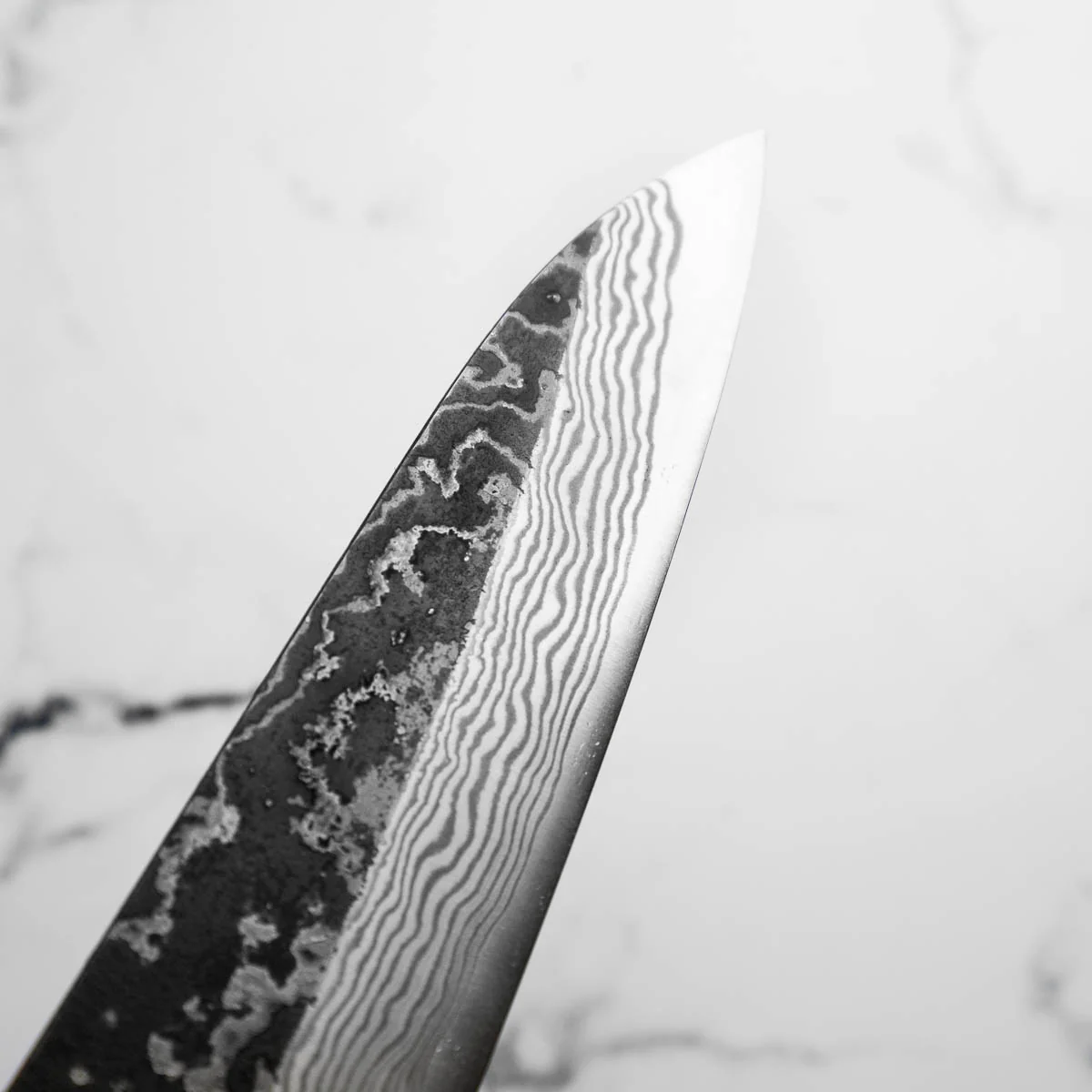 Hatsukokoro SLD Kurouchi Damascus Gyuto 240mm - Maple Turquoise - Image 5