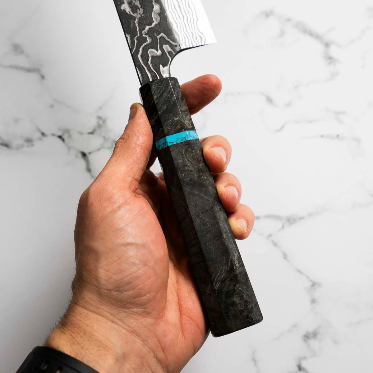 Hatsukokoro SLD Kurouchi Damascus Gyuto 240mm - Maple Turquoise - Image 8