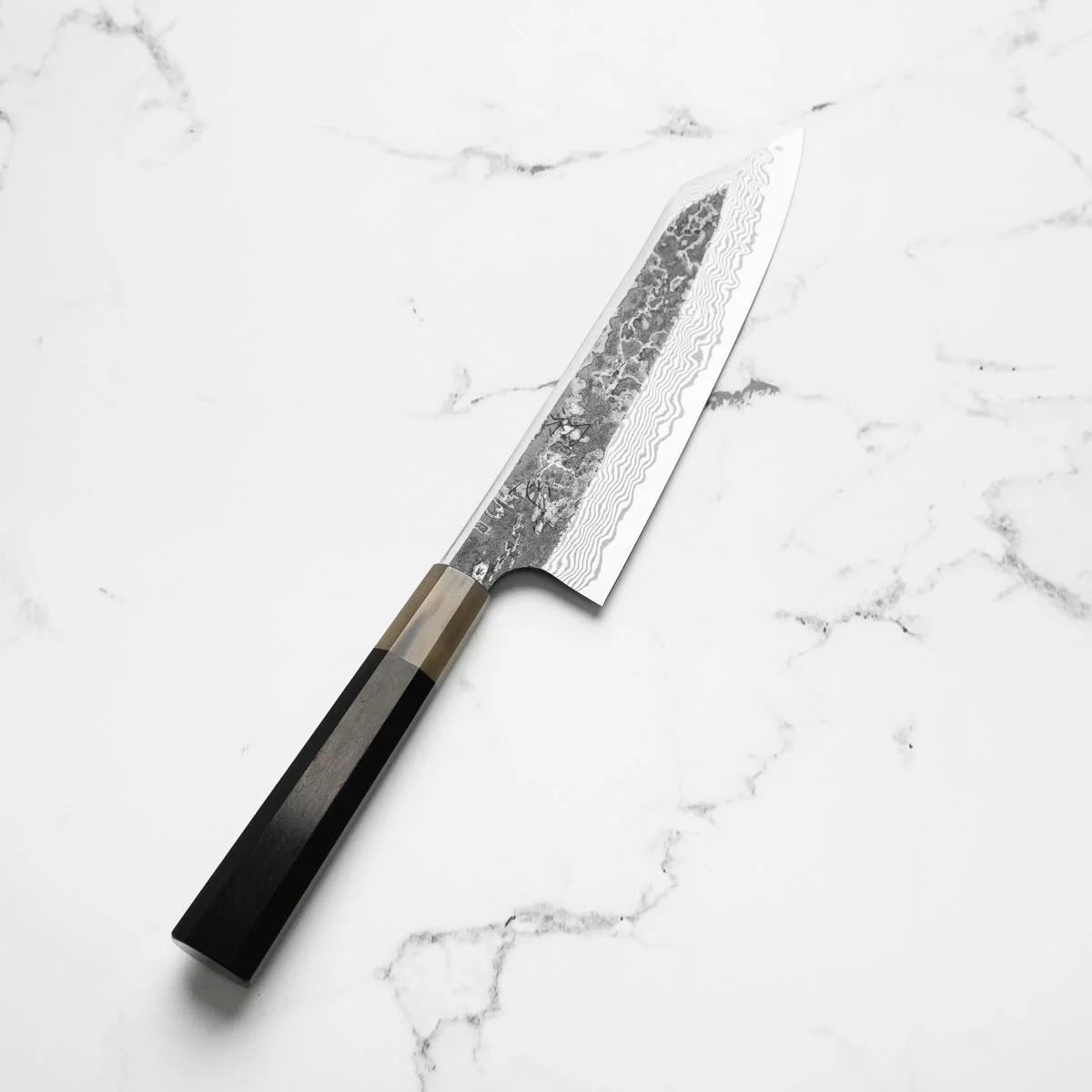 Hatsukokoro SLD Kurouchi Damascus Kiritsuke Gyuto 210 - Ebony & Blonde - Image 2
