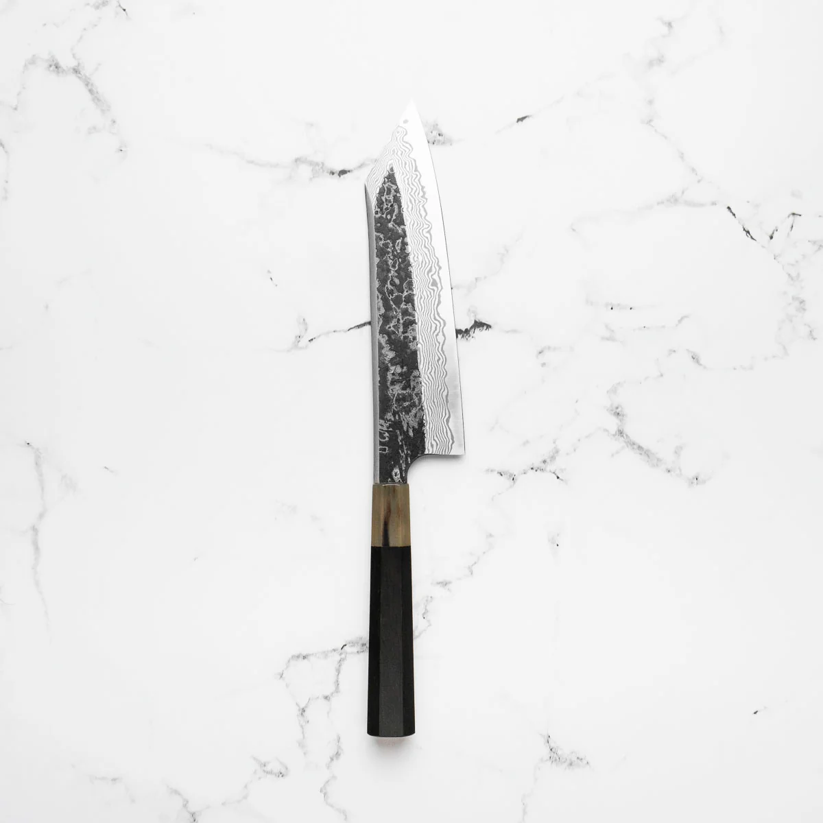 Hatsukokoro SLD Kurouchi Damascus Kiritsuke Gyuto 210 - Ebony & Blonde - Image 3