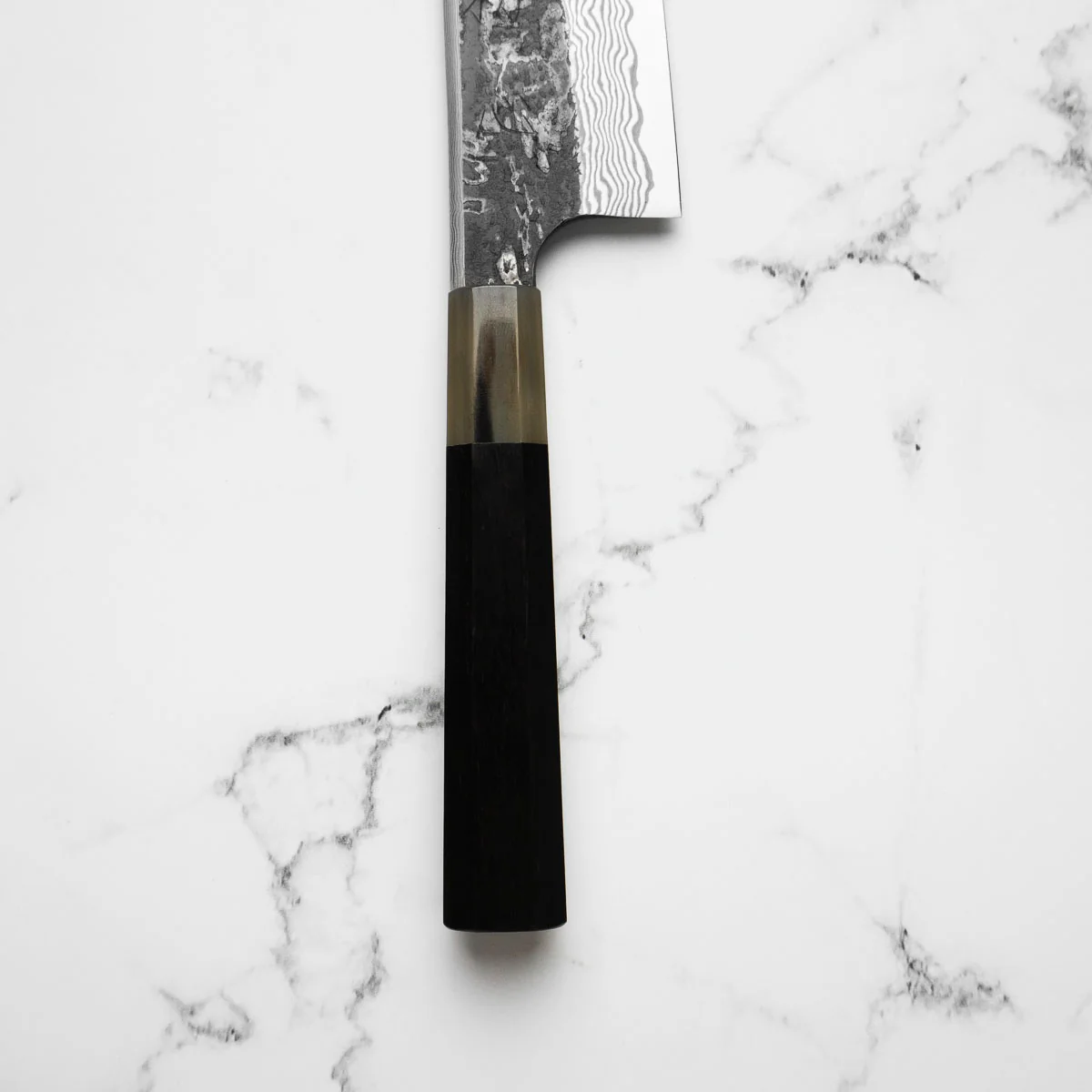 Hatsukokoro SLD Kurouchi Damascus Kiritsuke Gyuto 210 - Ebony & Blonde - Image 4