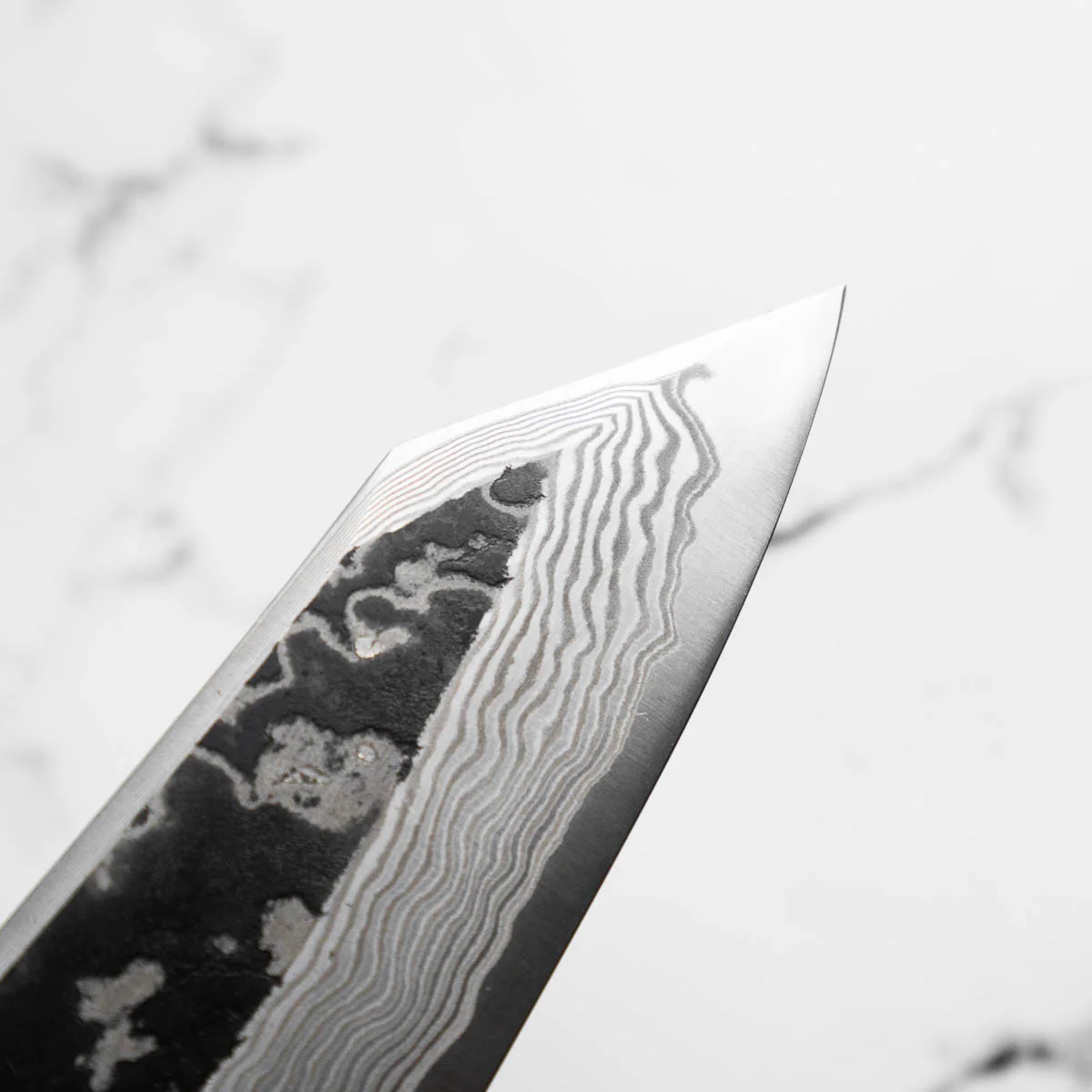 Hatsukokoro SLD Kurouchi Damascus Kiritsuke Gyuto 210 - Maple Turquoise - Image 11