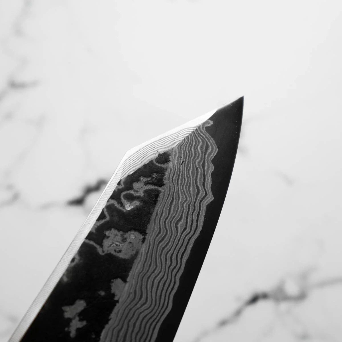 Hatsukokoro SLD Kurouchi Damascus Kiritsuke Gyuto 210 - Maple Turquoise - Image 7