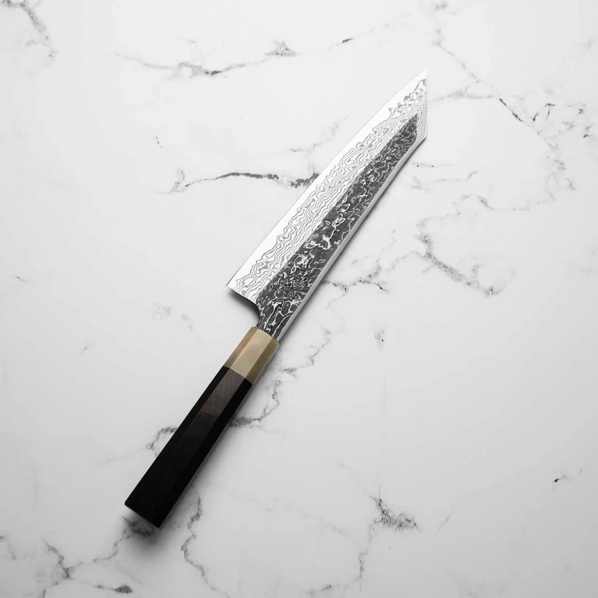 Hatsukokoro SLD Kurouchi Damascus Kiritsuke Gyuto 240 - Ebony & Blonde - Image 2