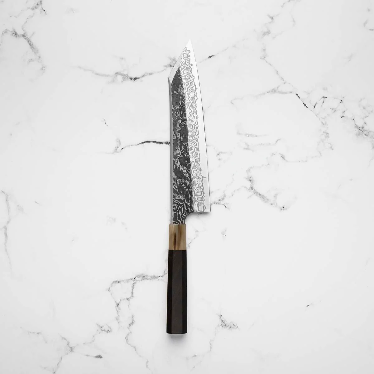 Hatsukokoro SLD Kurouchi Damascus Kiritsuke Gyuto 240 - Ebony & Blonde - Image 3