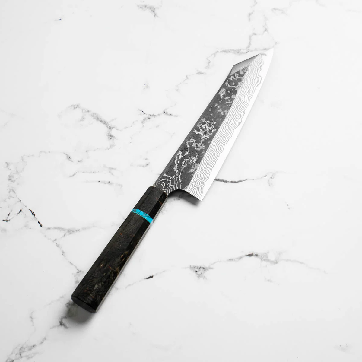 Hatsukokoro SLD Kurouchi Damascus Kiritsuke Gyuto 240 - Maple Turquoise - Image 2