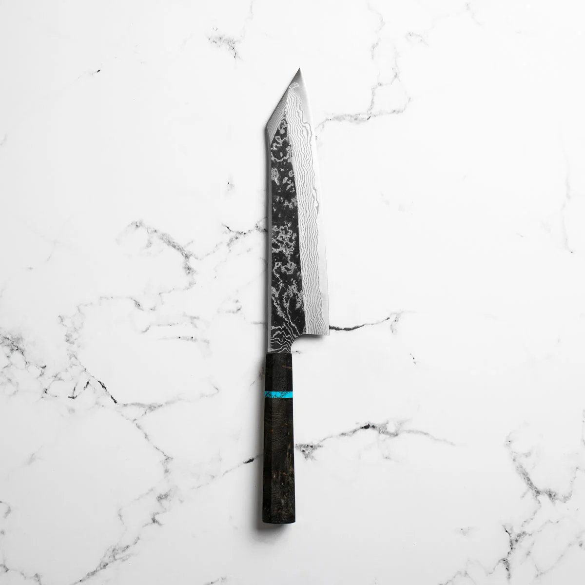 Hatsukokoro SLD Kurouchi Damascus Kiritsuke Gyuto 240 - Maple Turquoise - Image 3