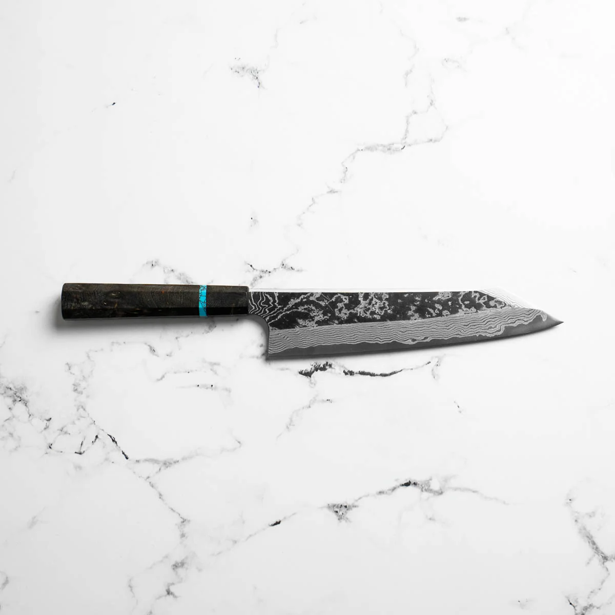 Hatsukokoro SLD Kurouchi Damascus Kiritsuke Gyuto 240 - Maple Turquoise - Image 4