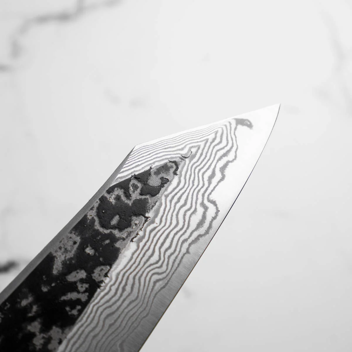Hatsukokoro SLD Kurouchi Damascus Kiritsuke Gyuto 240 - Maple Turquoise - Image 5