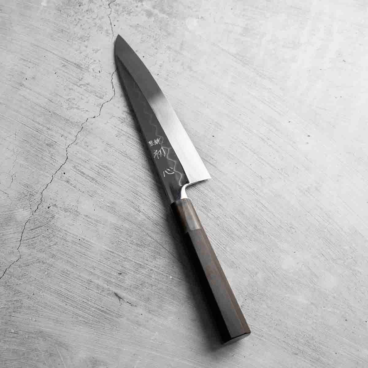 Hatsukokoro x Nakagawa White 3 Honyaki Mirror Finished Gyuto 210mm - Ebony & Blonde - Image 4