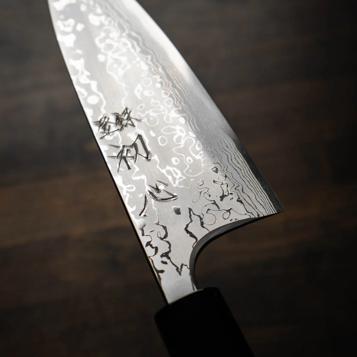 Hatsukokoro Yauji Blue 2 Damascus Deba 165mm - Ebony - Image 5