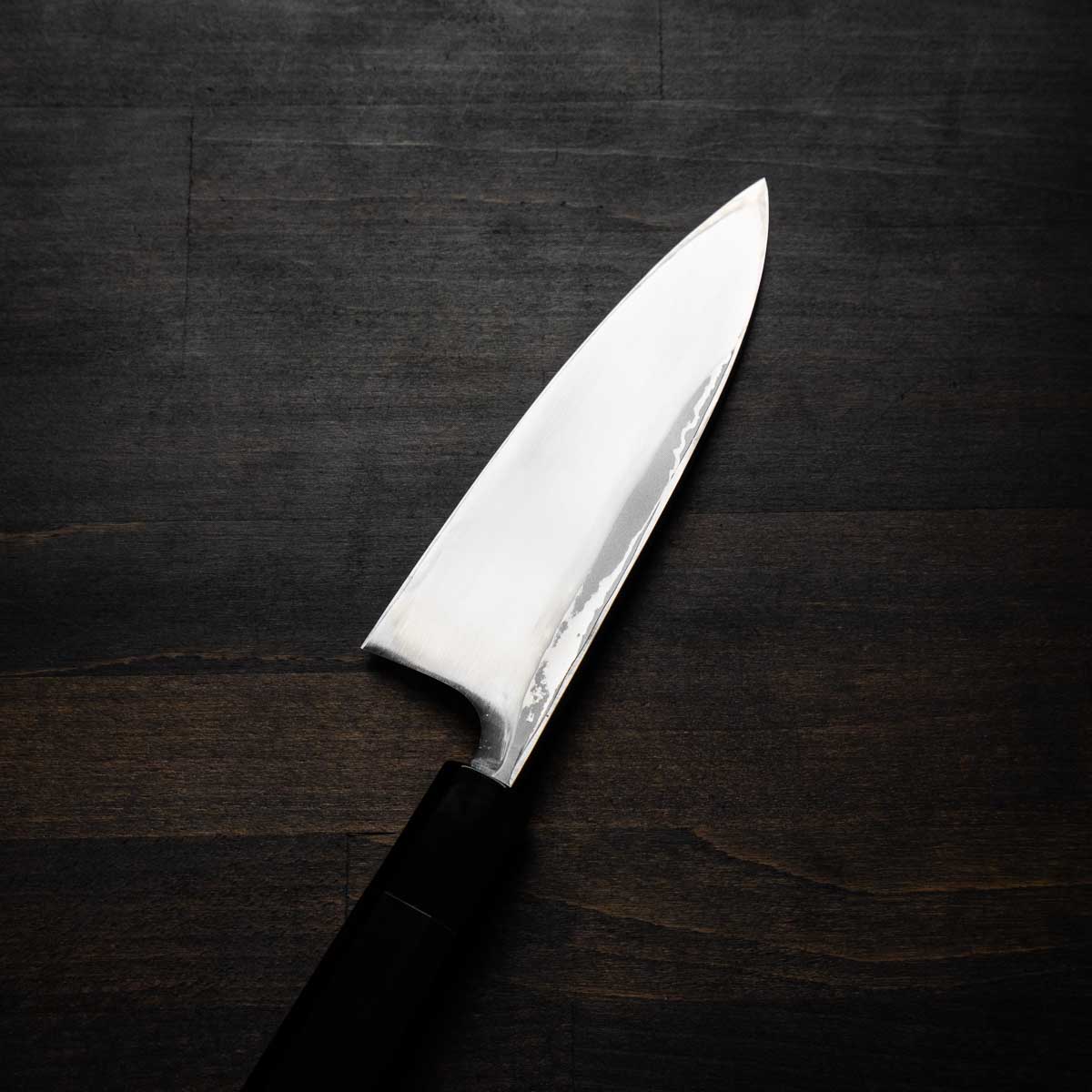 Hatsukokoro Yauji Blue 2 Damascus Deba 165mm - Ebony - Image 7