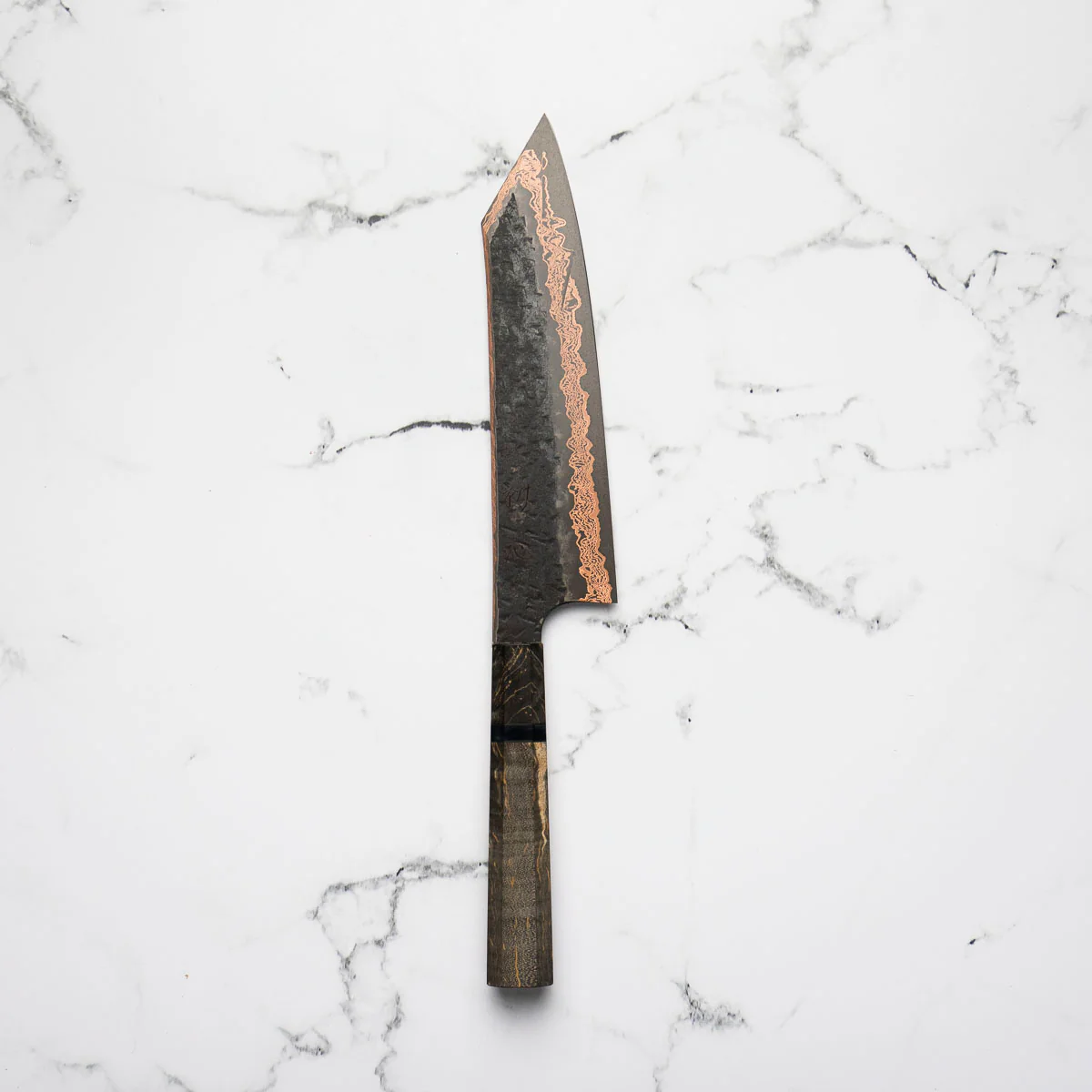 Hatsukokoro Yorokobi Kurouchi SLD Damascus Tsuchime Kiritsuke Gyuto 210 - Dark Maple - Image 3