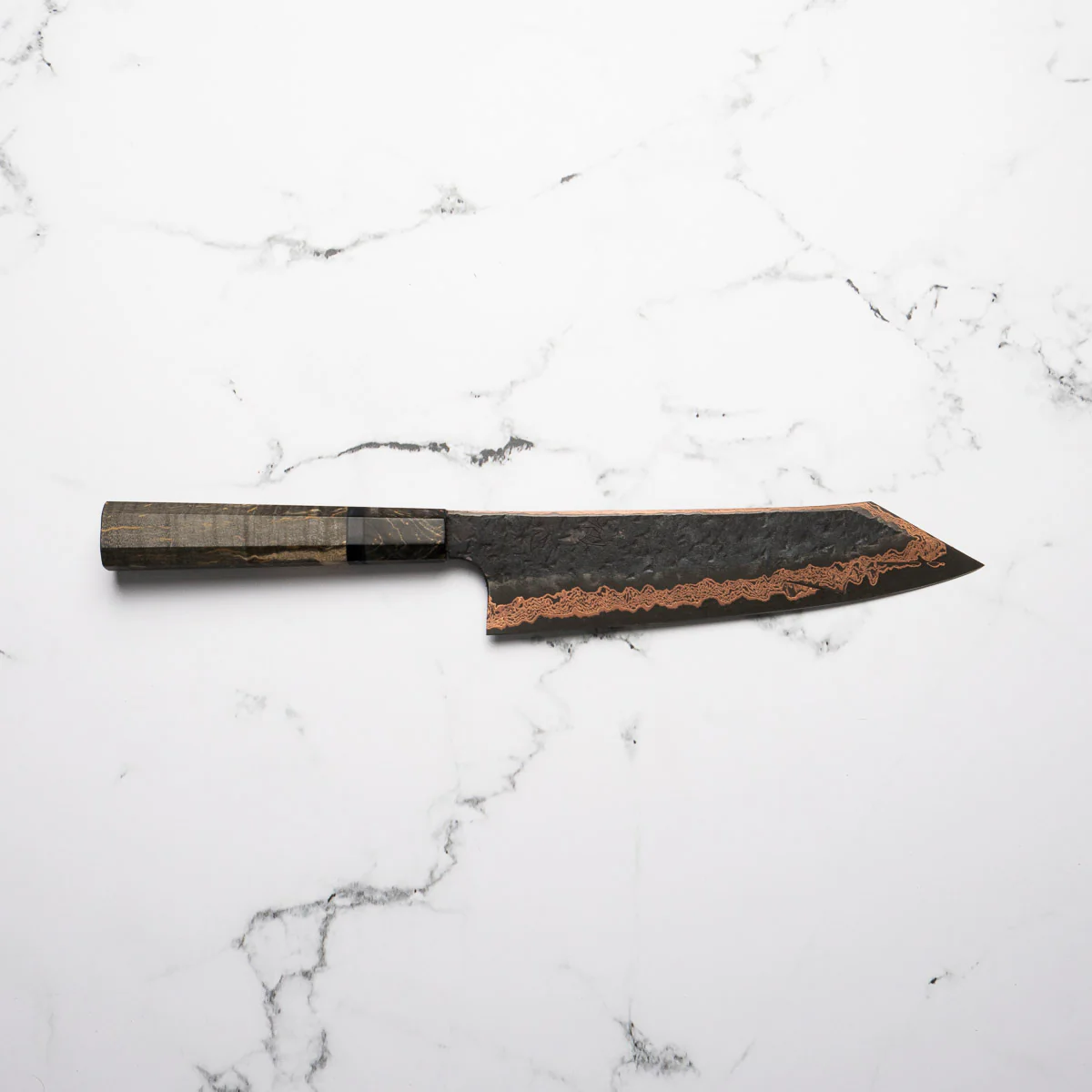 Hatsukokoro Yorokobi Kurouchi SLD Damascus Tsuchime Kiritsuke Gyuto 210 - Dark Maple - Image 4