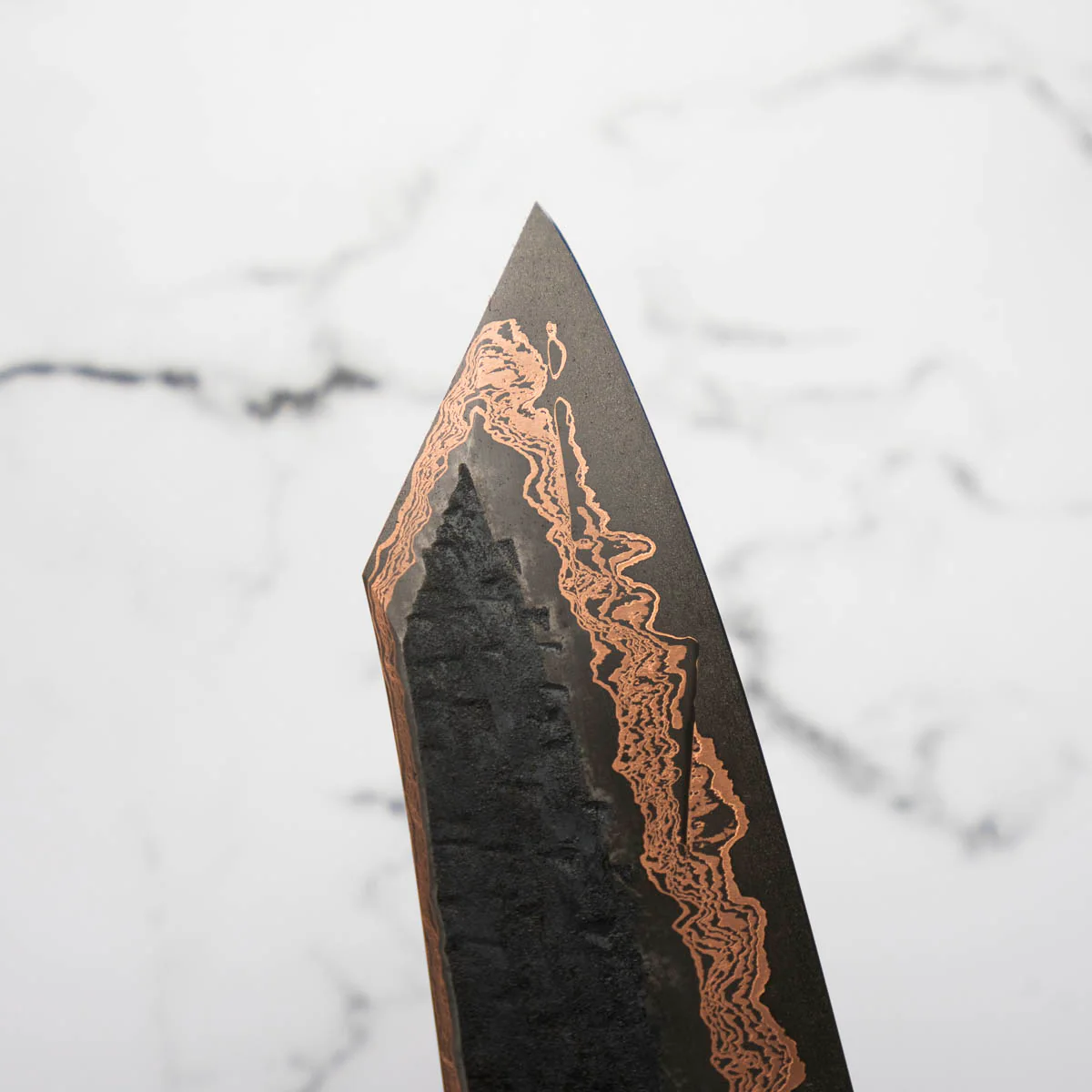 Hatsukokoro Yorokobi Kurouchi SLD Damascus Tsuchime Kiritsuke Gyuto 210 - Dark Maple - Image 6