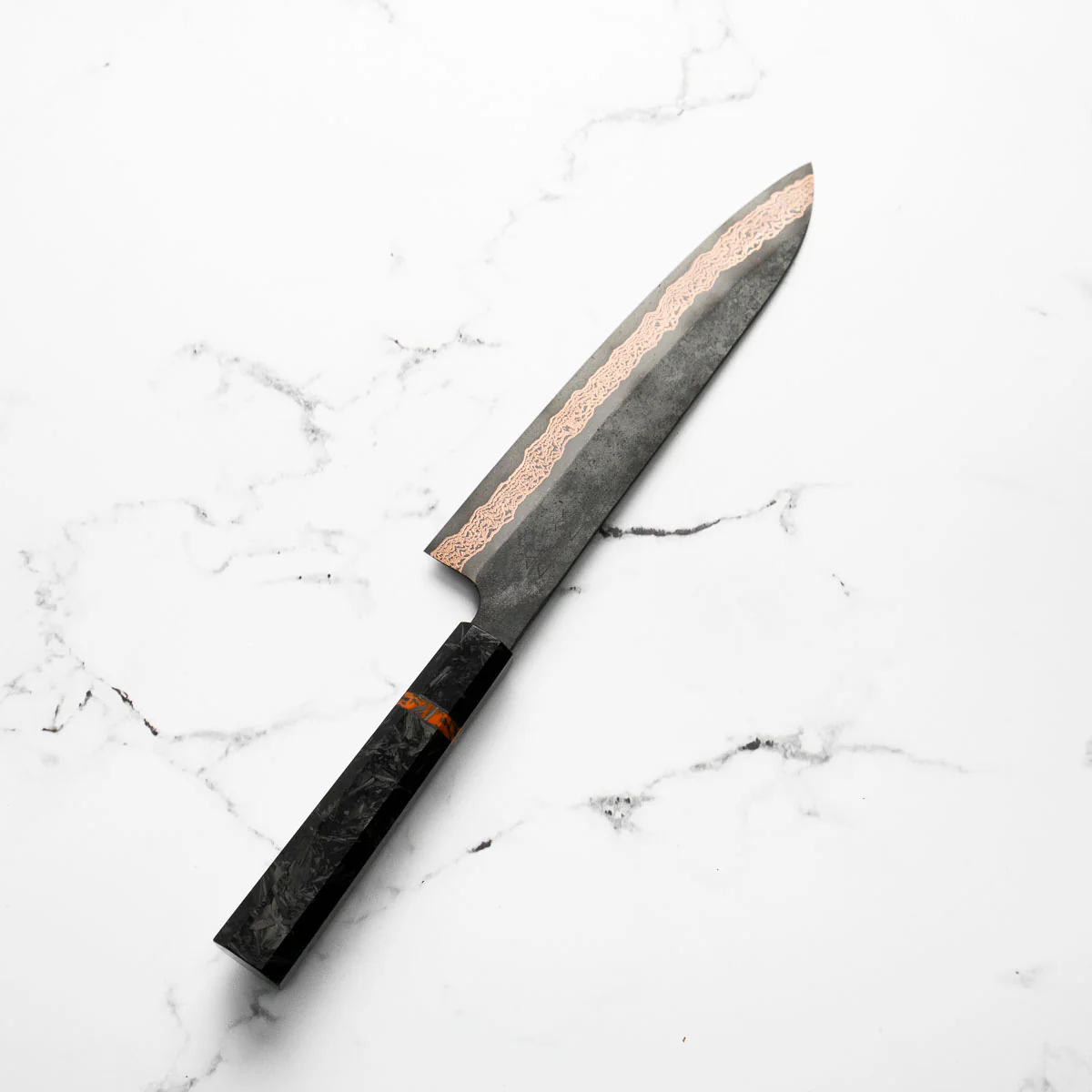 Hatsukokoro Yorokobi SLD Damascus Gyuto 240mm - Carbon Fibre - Image 2