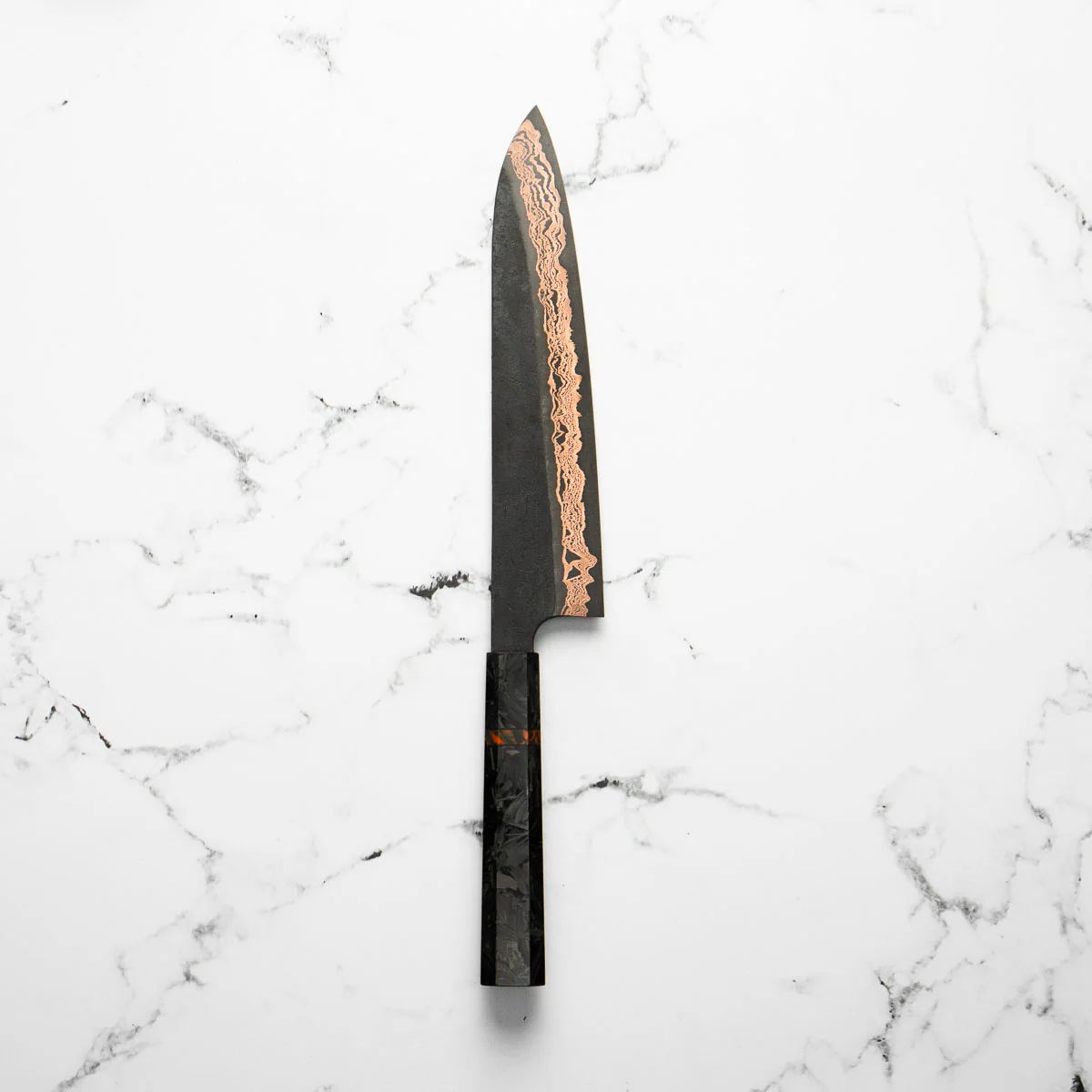 Hatsukokoro Yorokobi SLD Damascus Gyuto 240mm - Carbon Fibre - Image 3