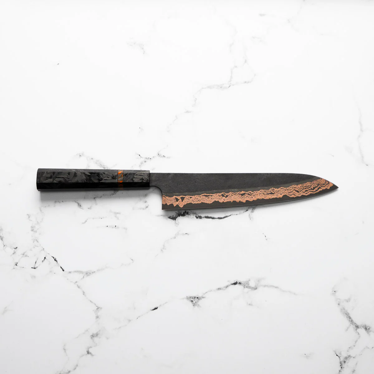 Hatsukokoro Yorokobi SLD Damascus Gyuto 240mm - Carbon Fibre - Image 4