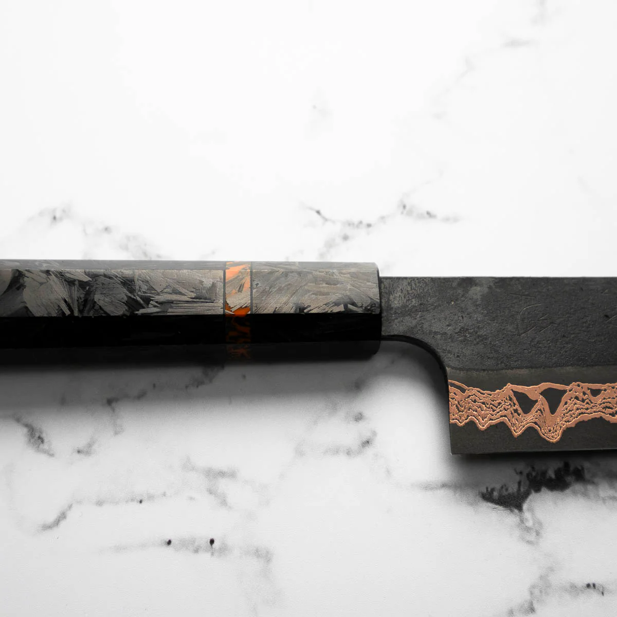 Hatsukokoro Yorokobi SLD Damascus Gyuto 240mm - Carbon Fibre - Image 5
