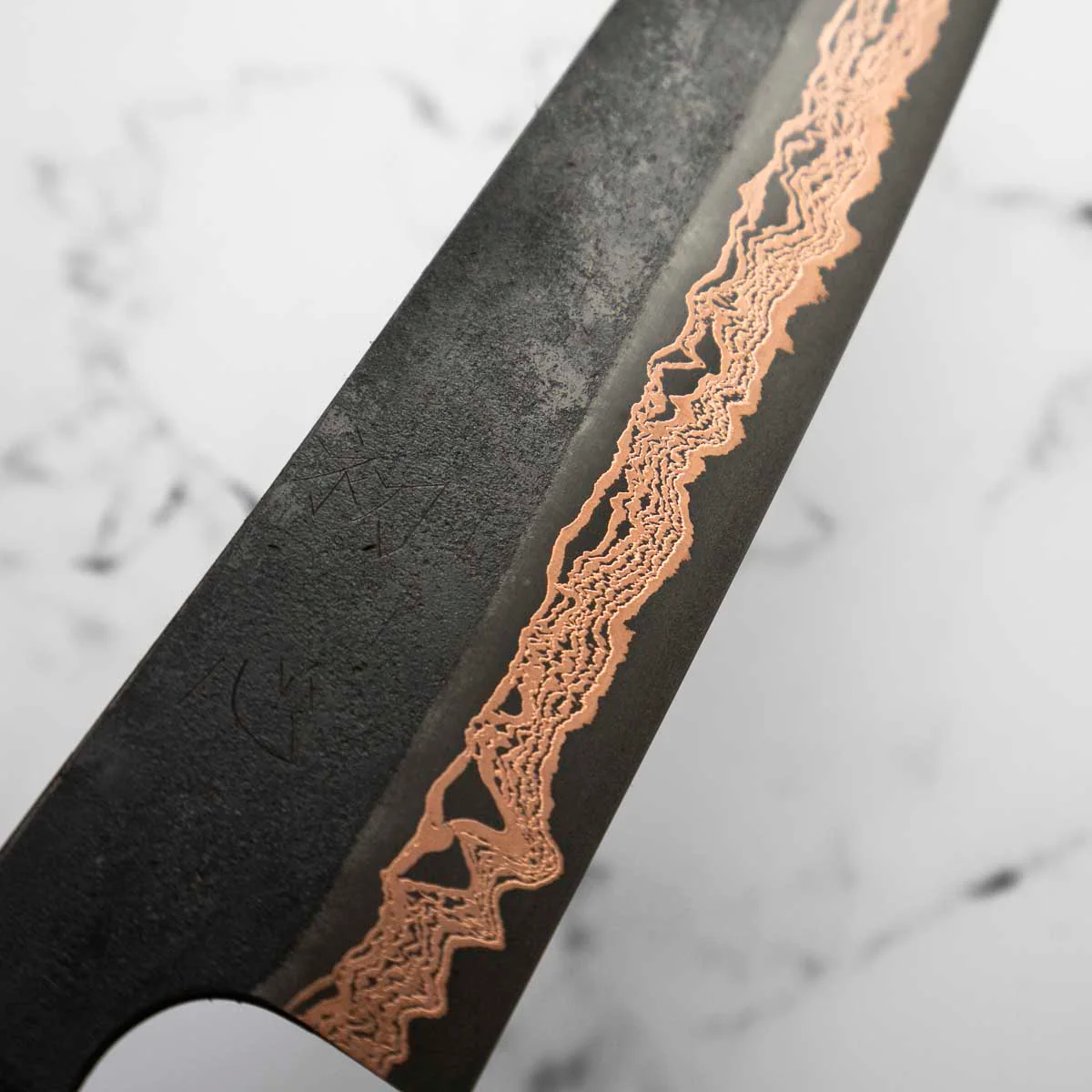 Hatsukokoro Yorokobi SLD Damascus Gyuto 240mm - Carbon Fibre - Image 6