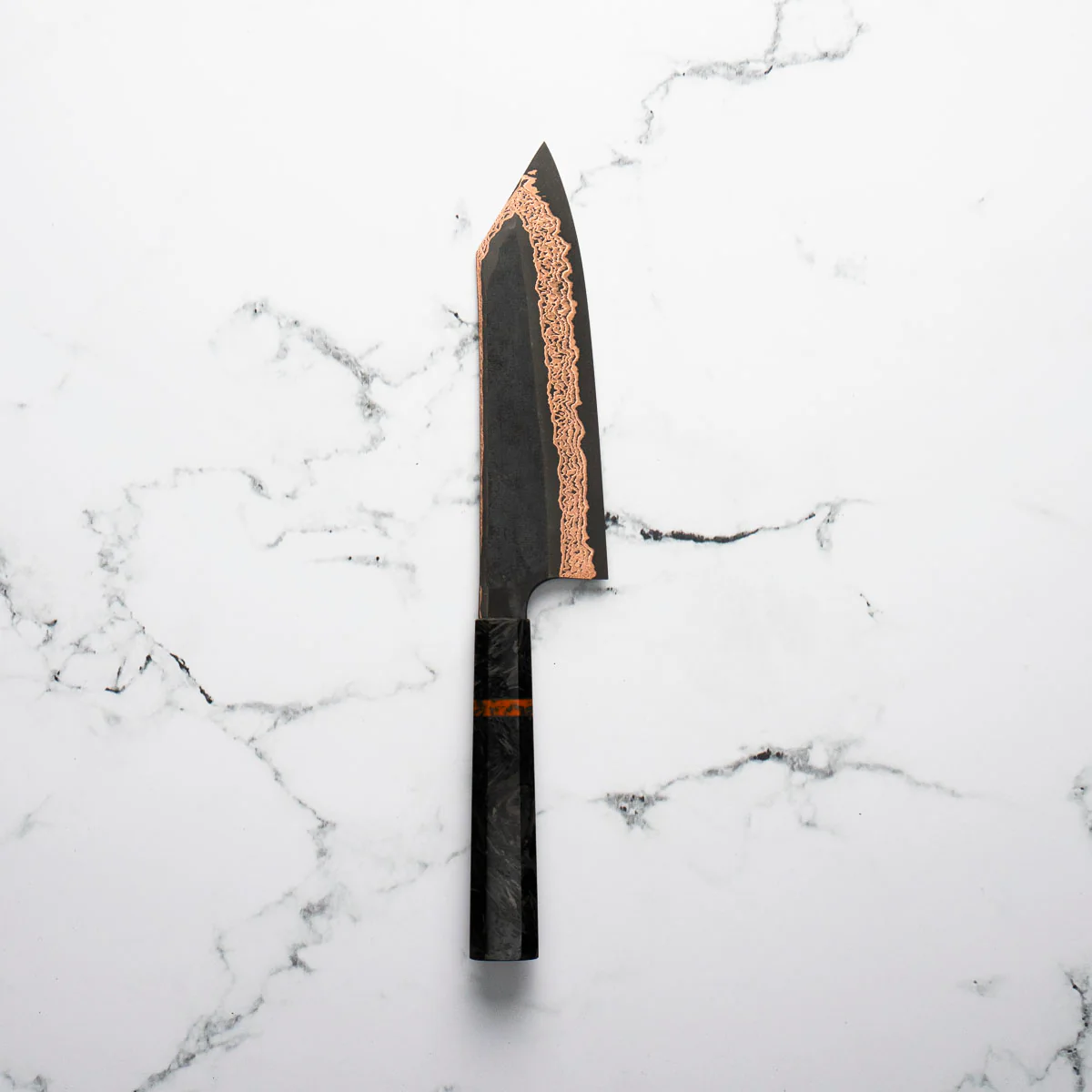 Hatsukokoro Yorokobi SLD Kurouchi Damascus Bunka 180mm - Carbon Fibre - Image 3