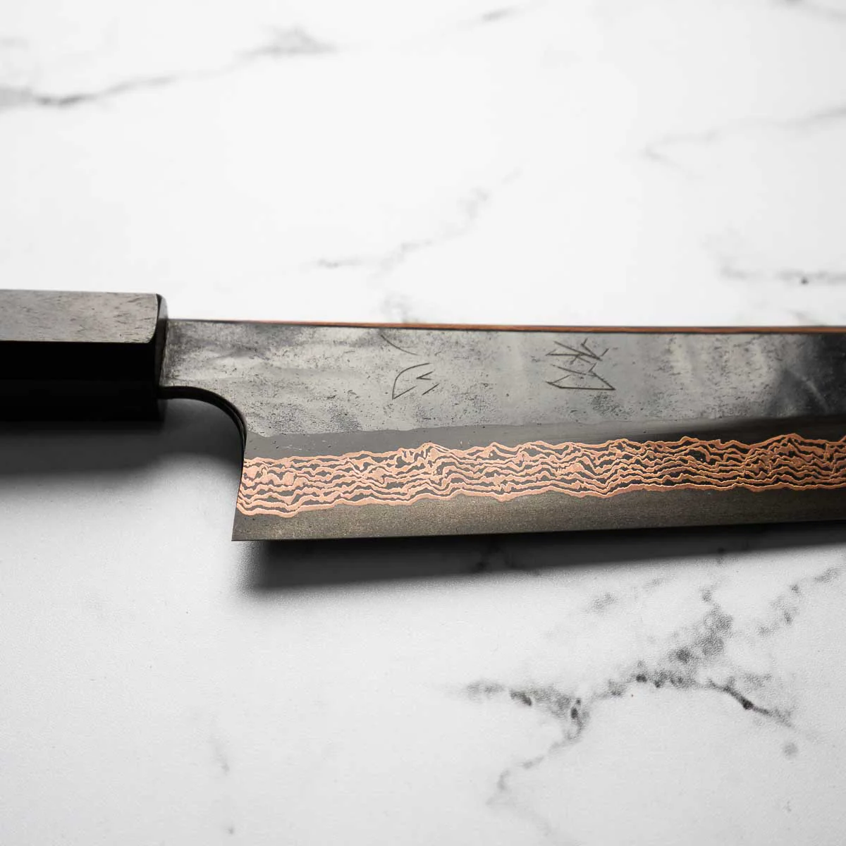Hatsukokoro Yorokobi SLD Kurouchi Damascus Kiritsuke 210mm - Ebony - Image 5