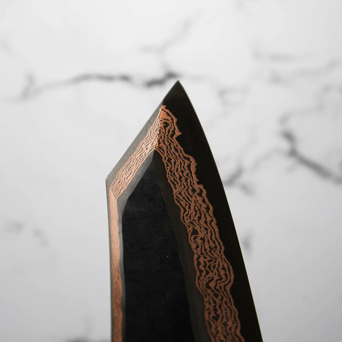 Hatsukokoro Yorokobi SLD Kurouchi Damascus Kiritsuke 210mm - Ebony - Image 7