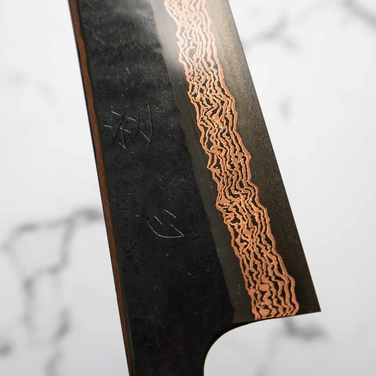 Hatsukokoro Yorokobi SLD Kurouchi Damascus Kiritsuke 210mm - Ebony - Image 8