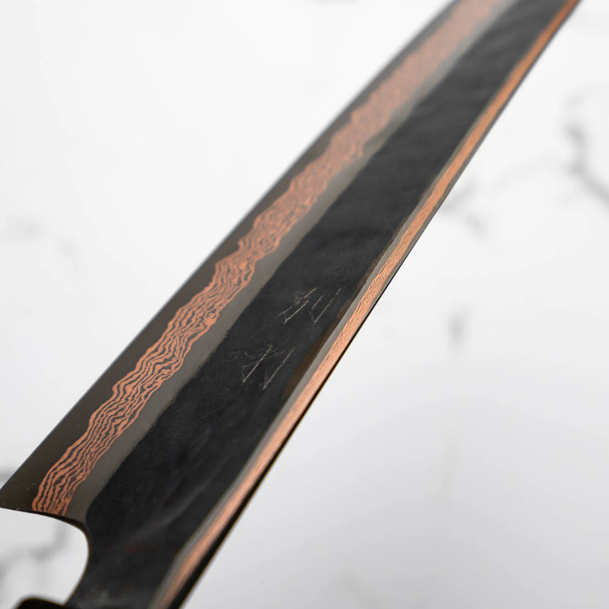 Hatsukokoro Yorokobi SLD Kurouchi Damascus Kiritsuke 210mm - Ebony - Image 9