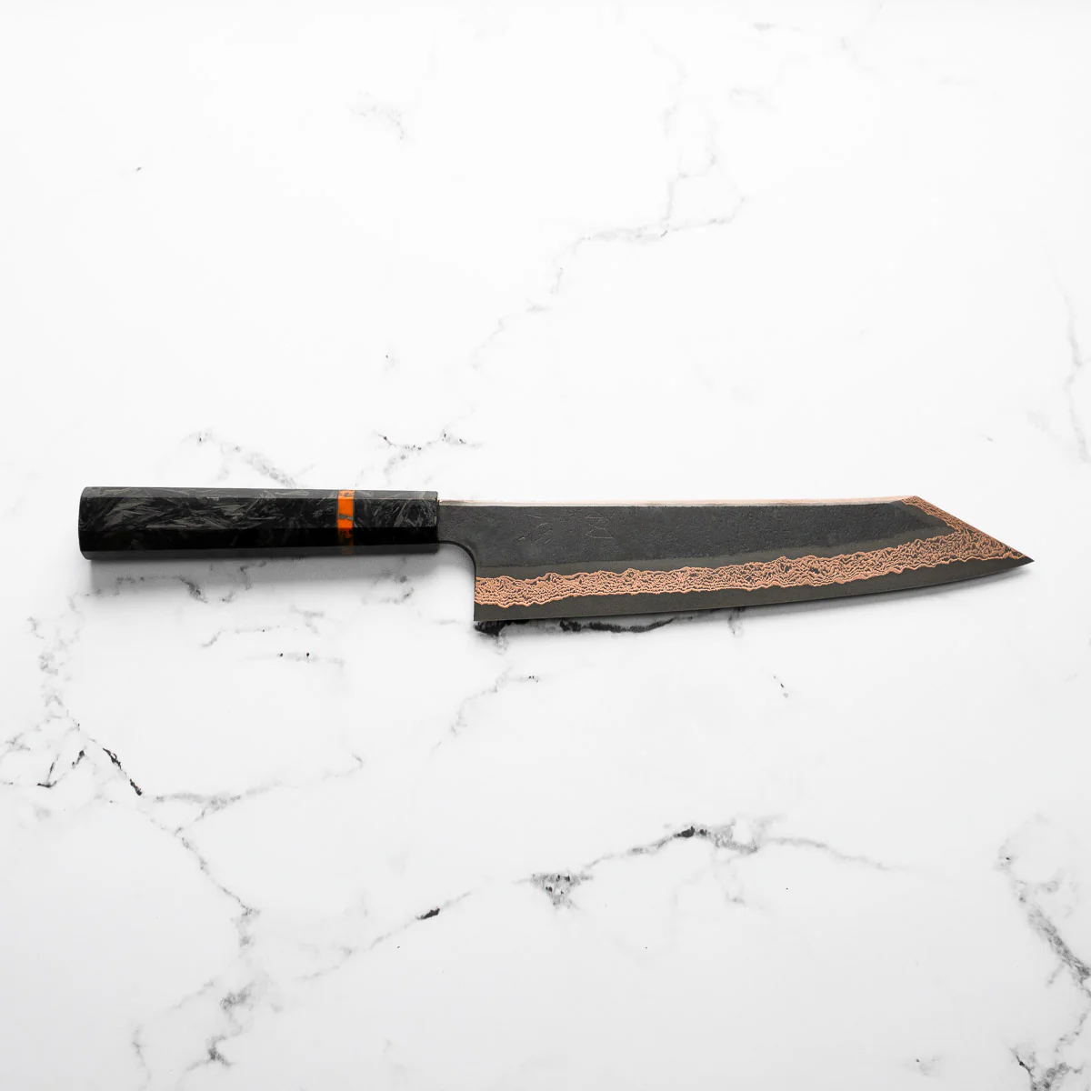Hatsukokoro Yorokobi SLD Kurouchi Damascus Kiritsuke 240mm - Carbon Fibre - Image 11