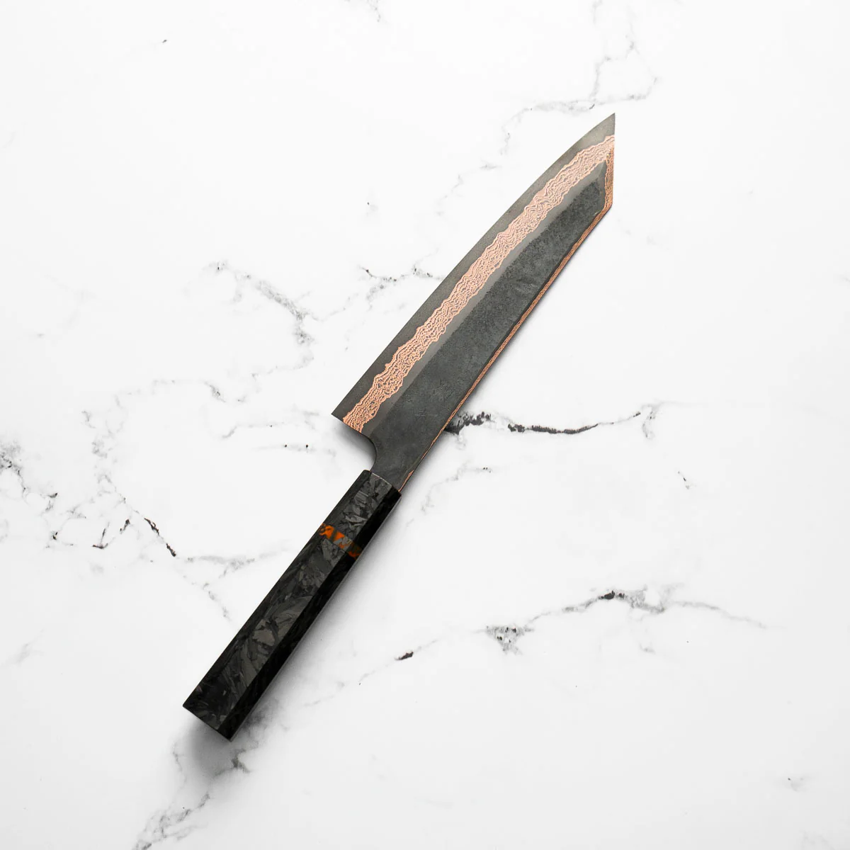 Hatsukokoro Yorokobi SLD Kurouchi Damascus Kiritsuke 240mm - Carbon Fibre - Image 2