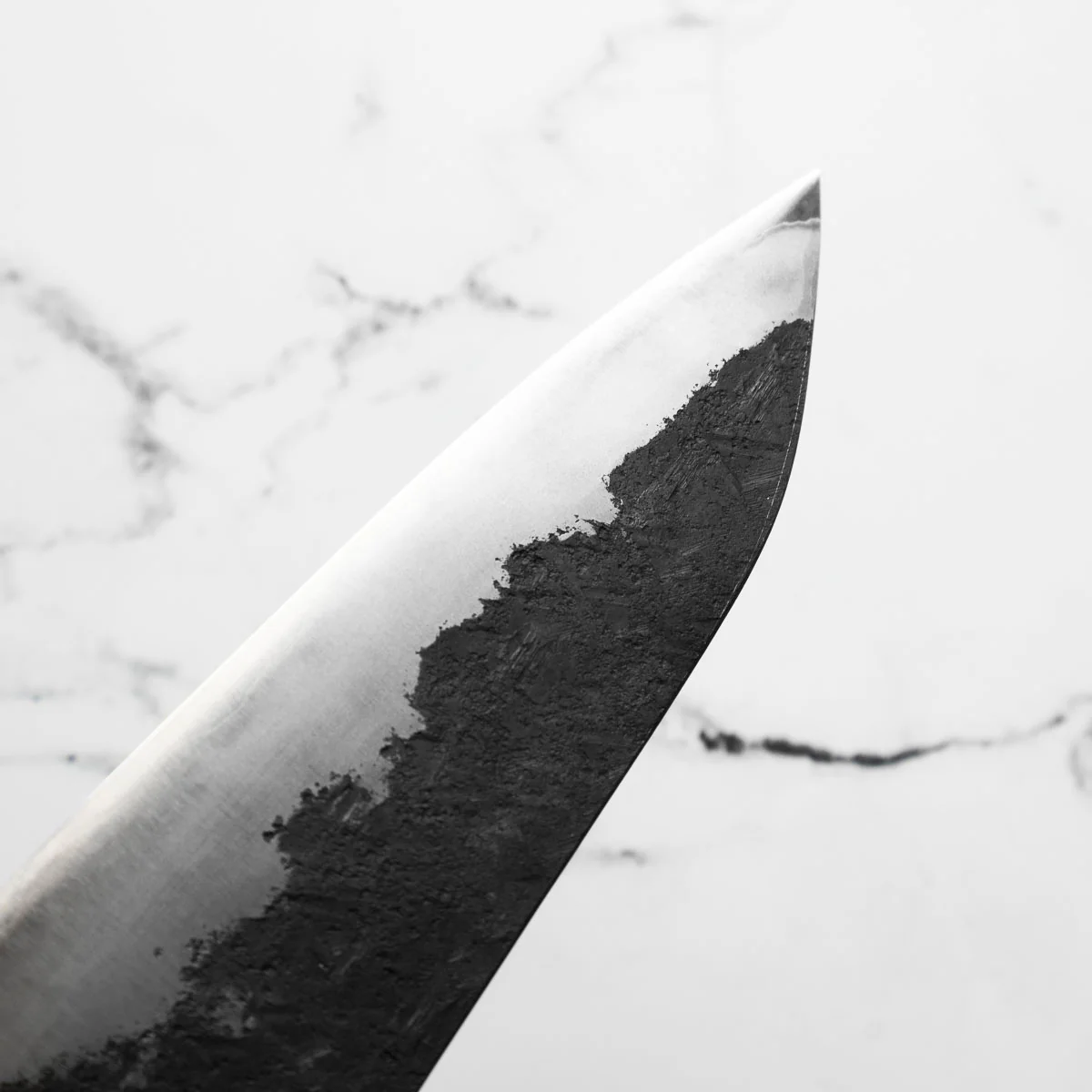 Kawamura White 1 SS Clad Kurouchi Tsuchime Gyuto 210mm - Dark Maple - Image 6