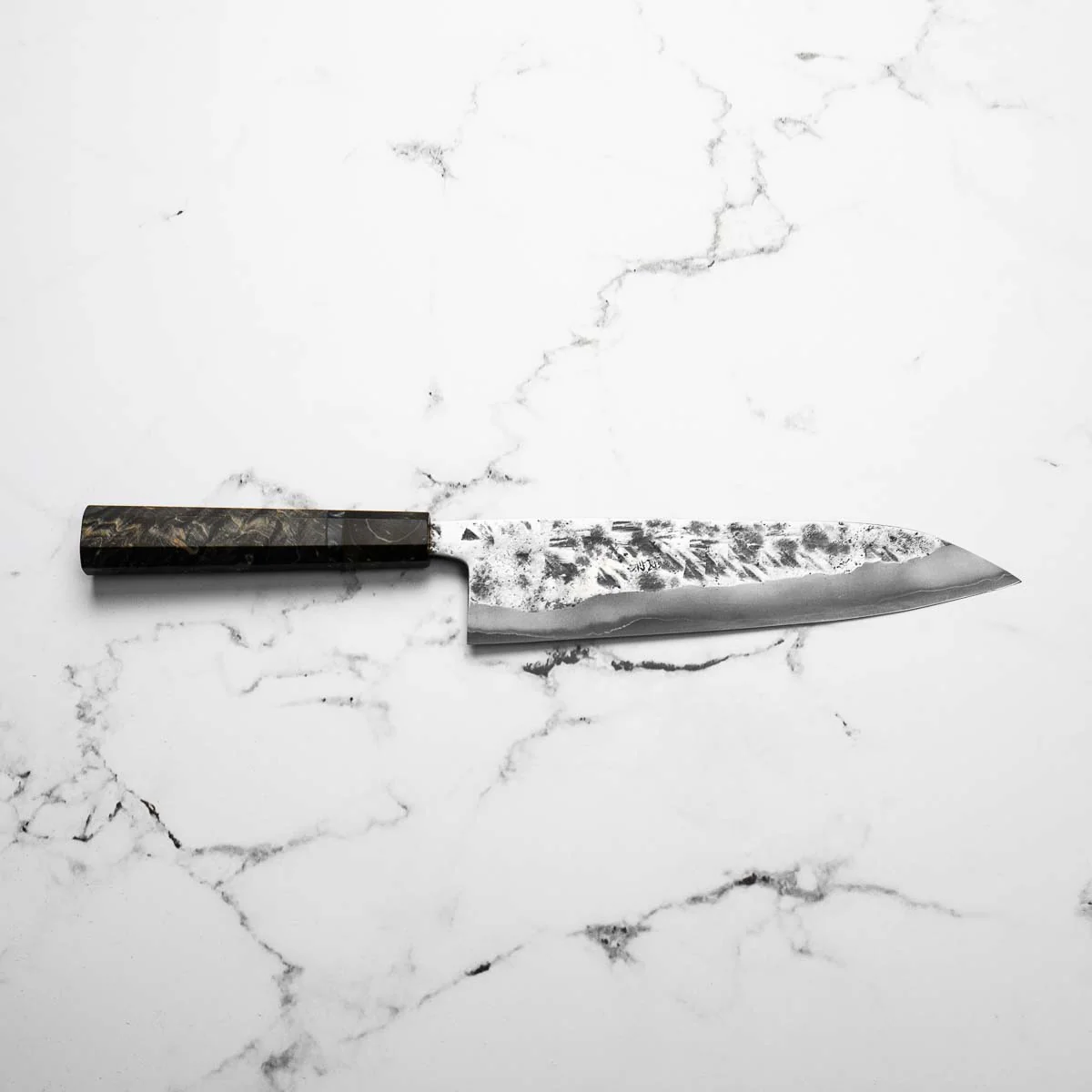 Kawamura White 1 SS Clad Tsuchime Gyuto 210mm - Dark Maple - Image 4